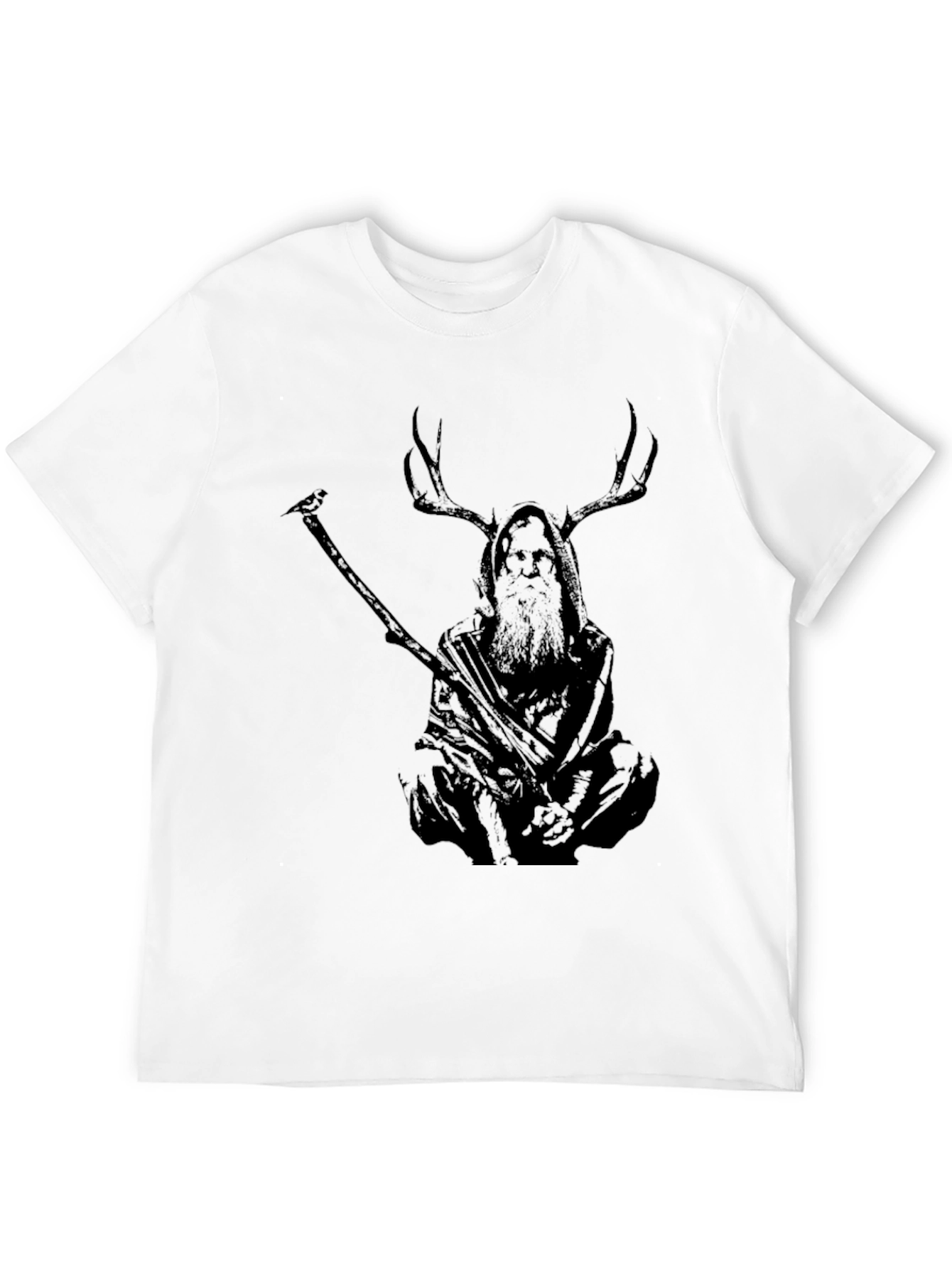 Mystic Deer Shaman Graphic T-Shirt - Black