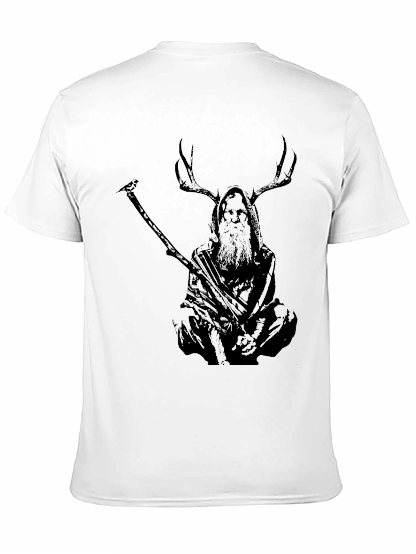 Mystic Deer Shaman Graphic T-Shirt - Black