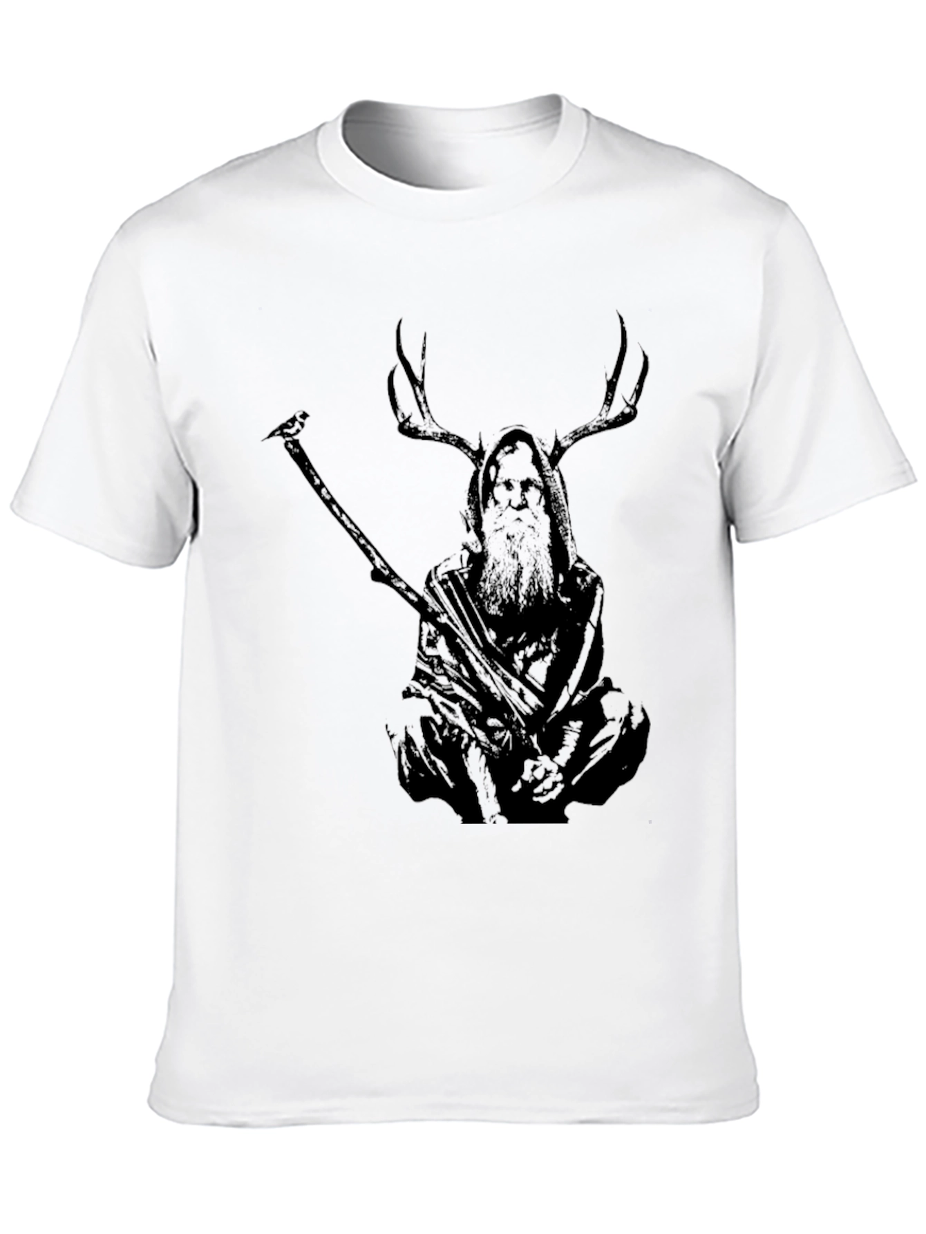 Mystic Deer Shaman Graphic T-Shirt - Black