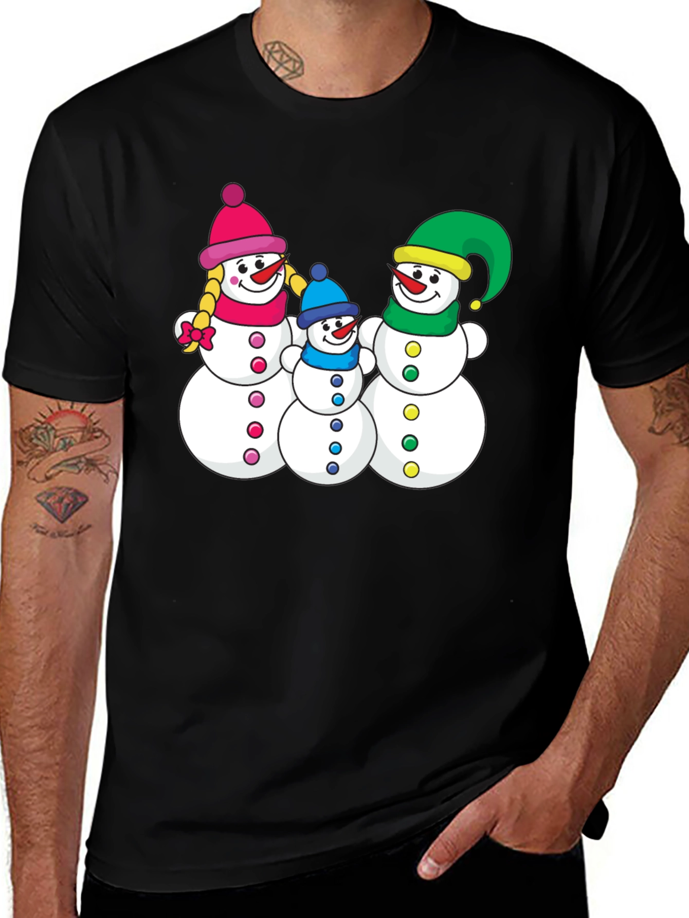 Snowman Family Graphic Tee - Holiday Shirt