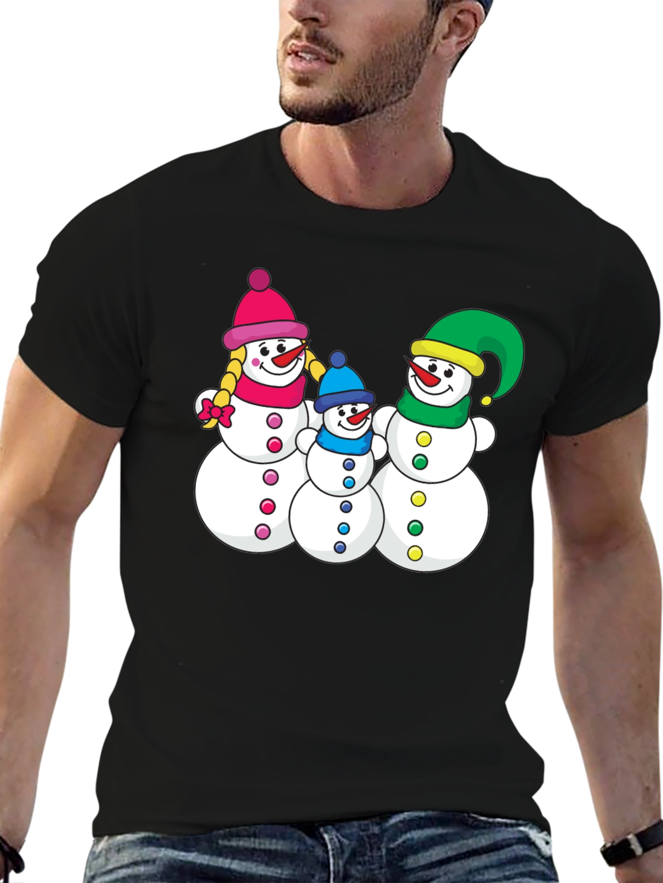 Snowman Family Graphic Tee - Holiday Shirt
