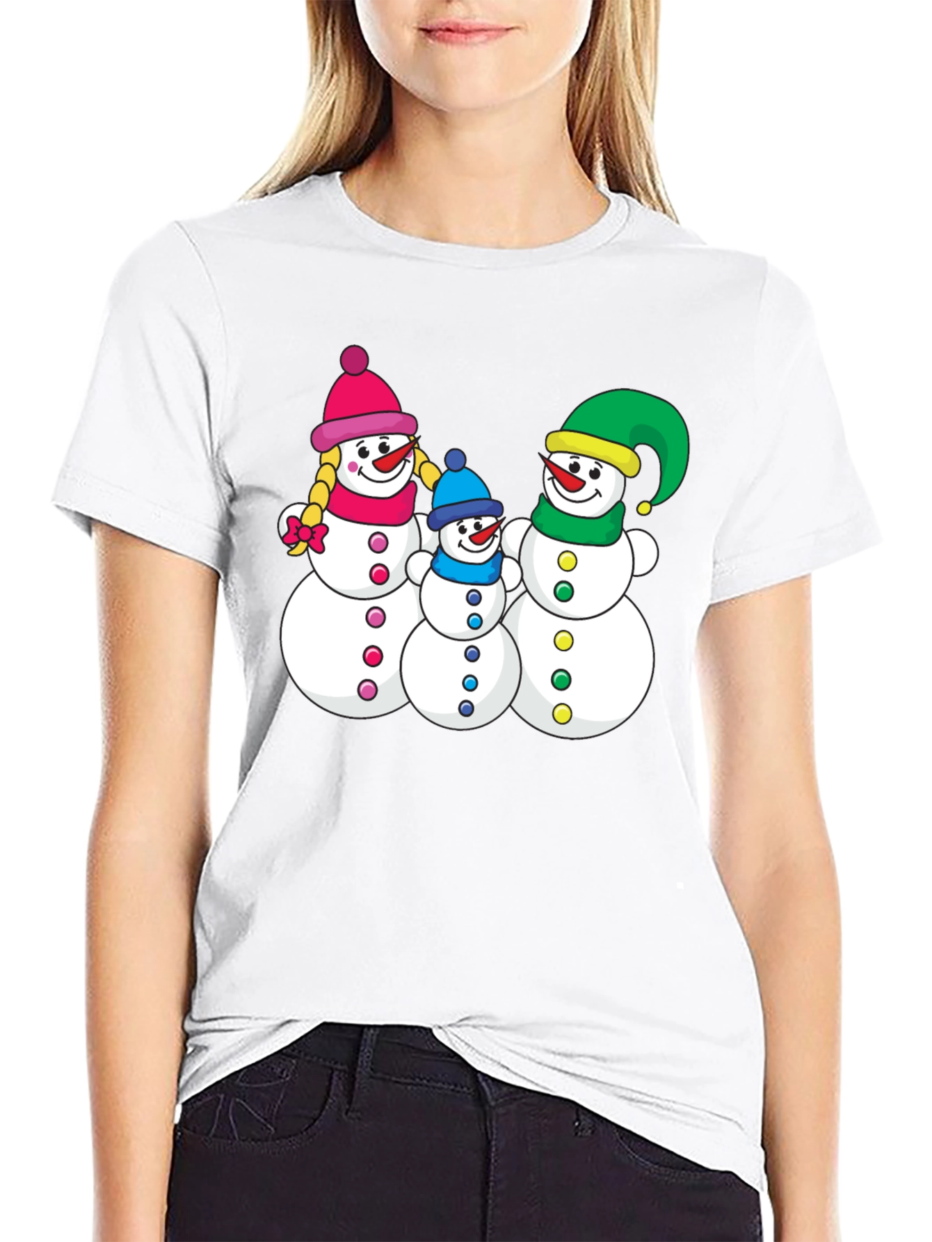 Snowman Family Graphic Tee - Holiday Shirt
