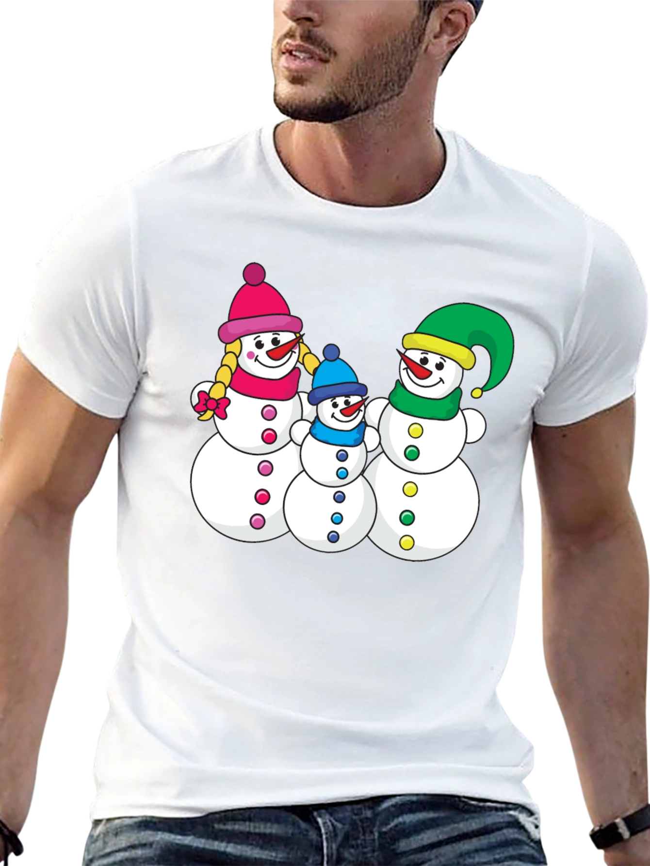 Snowman Family Graphic Tee - Holiday Shirt
