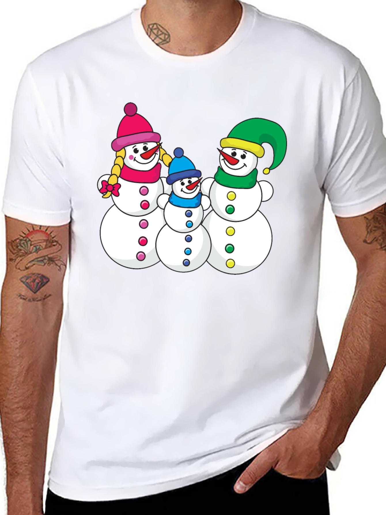 Snowman Family Graphic Tee - Holiday Shirt