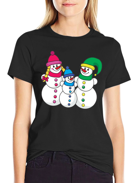 Snowman Family Graphic Tee - Holiday Shirt