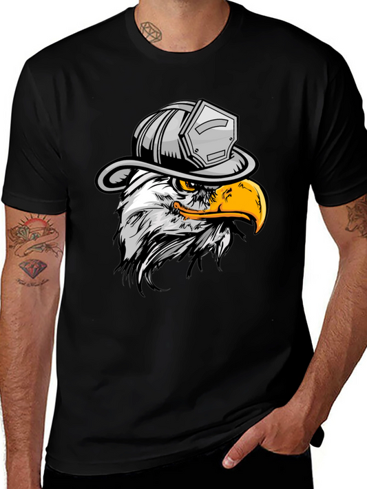 Eagle Firefighter T-Shirt - Black Crew Neck