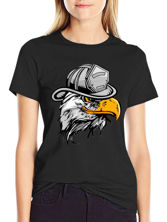 Eagle Firefighter T-Shirt - Black Crew Neck