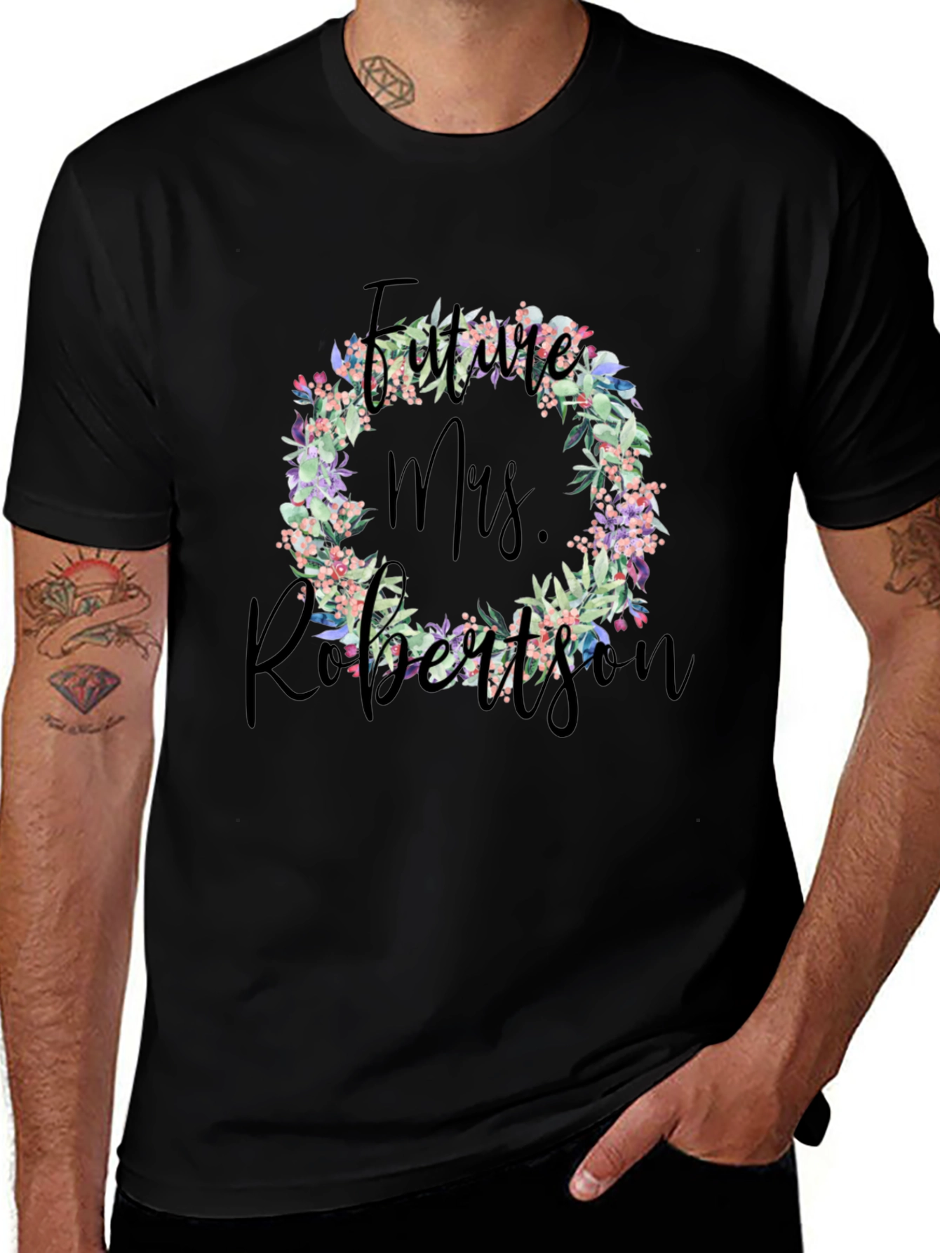 Future Mrs. Robertson Floral Wreath T-Shirt