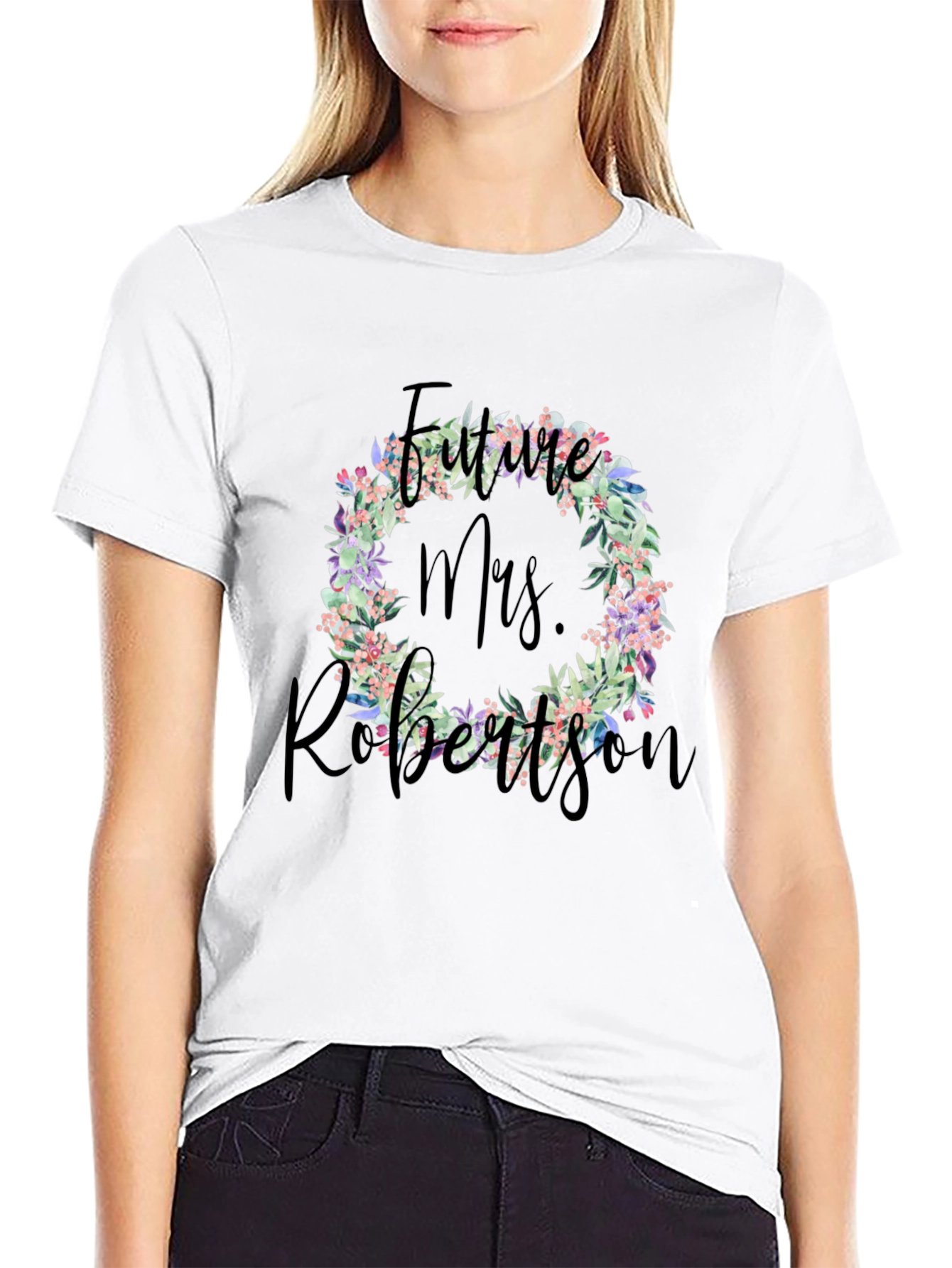 Future Mrs. Robertson Floral Wreath T-Shirt