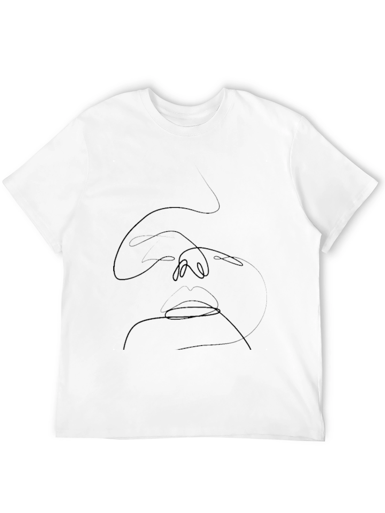 Abstract Face Line Art Black Tee