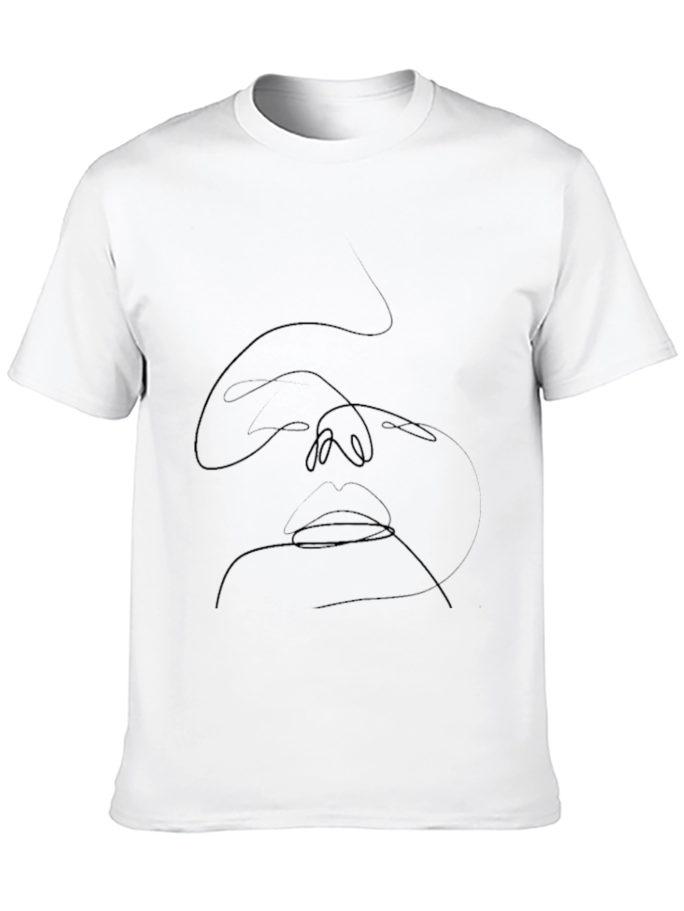 Abstract Face Line Art Black Tee