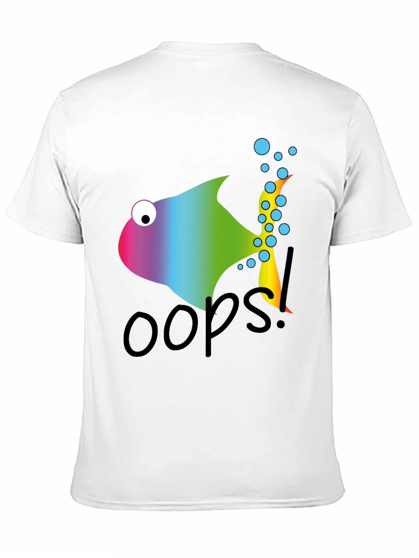 Oops! Rainbow Fish Graphic Tee - Soft Cotton Blend
