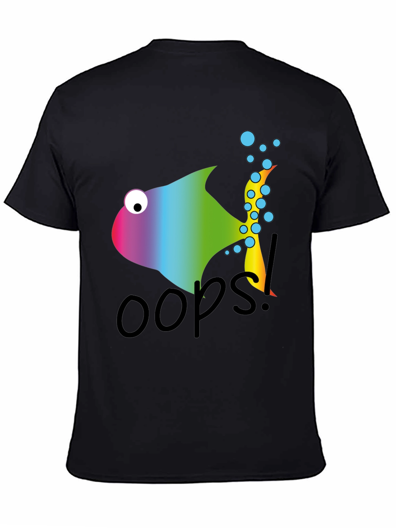 Oops! Rainbow Fish Graphic Tee - Soft Cotton Blend