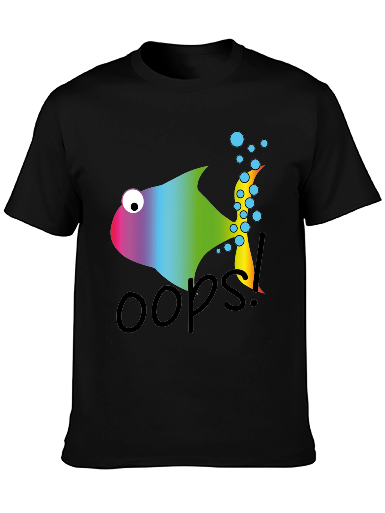 Oops! Rainbow Fish Graphic Tee - Soft Cotton Blend