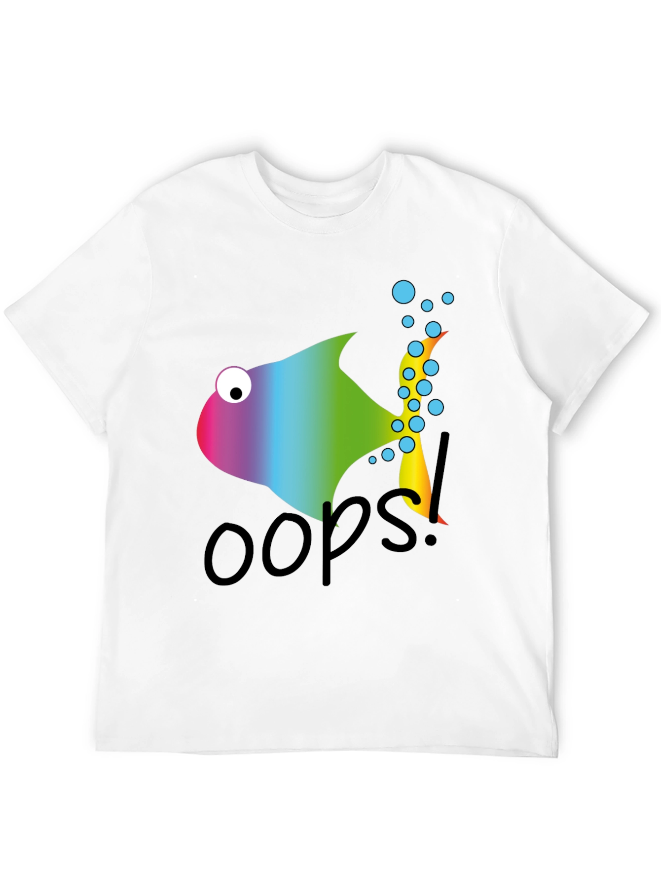 Oops! Rainbow Fish Graphic Tee - Soft Cotton Blend