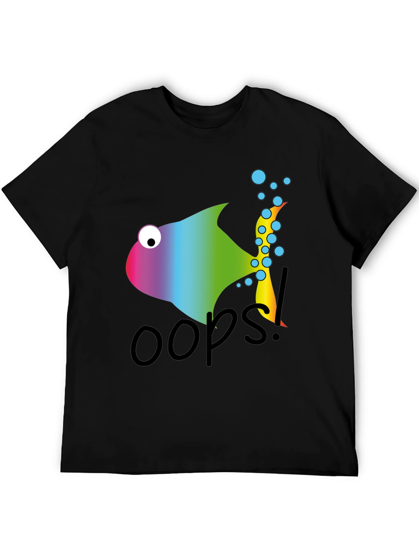 Oops! Rainbow Fish Graphic Tee - Soft Cotton Blend