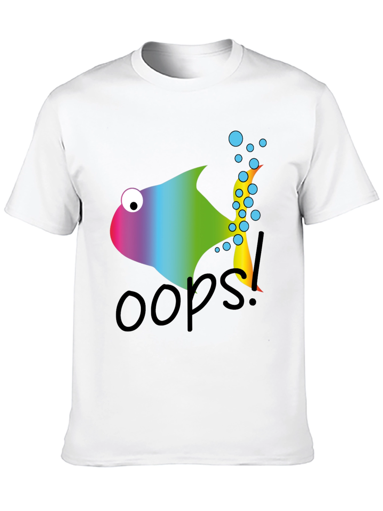 Oops! Rainbow Fish Graphic Tee - Soft Cotton Blend