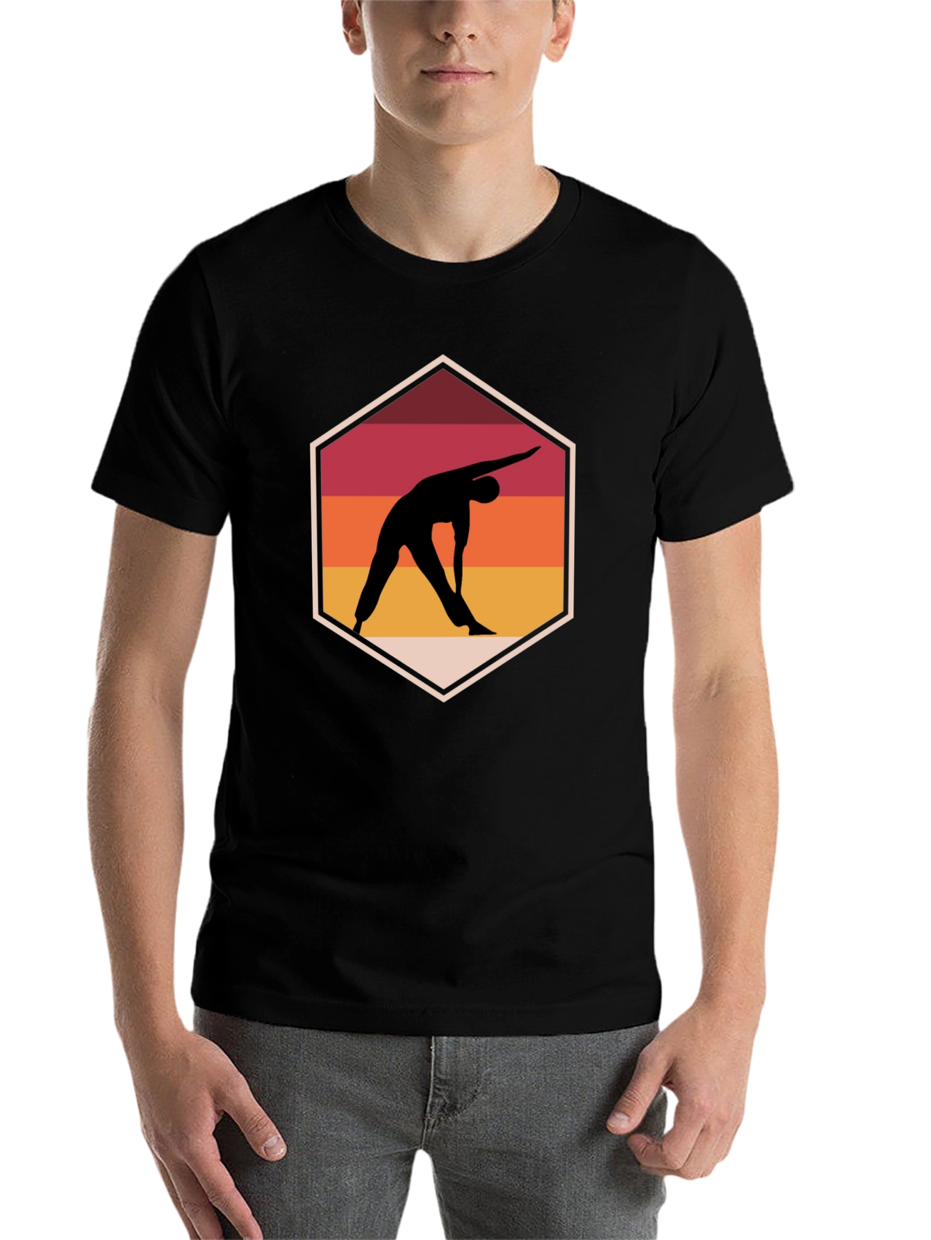 Yoga Pose Graphic Tee - Relaxed Fit Black