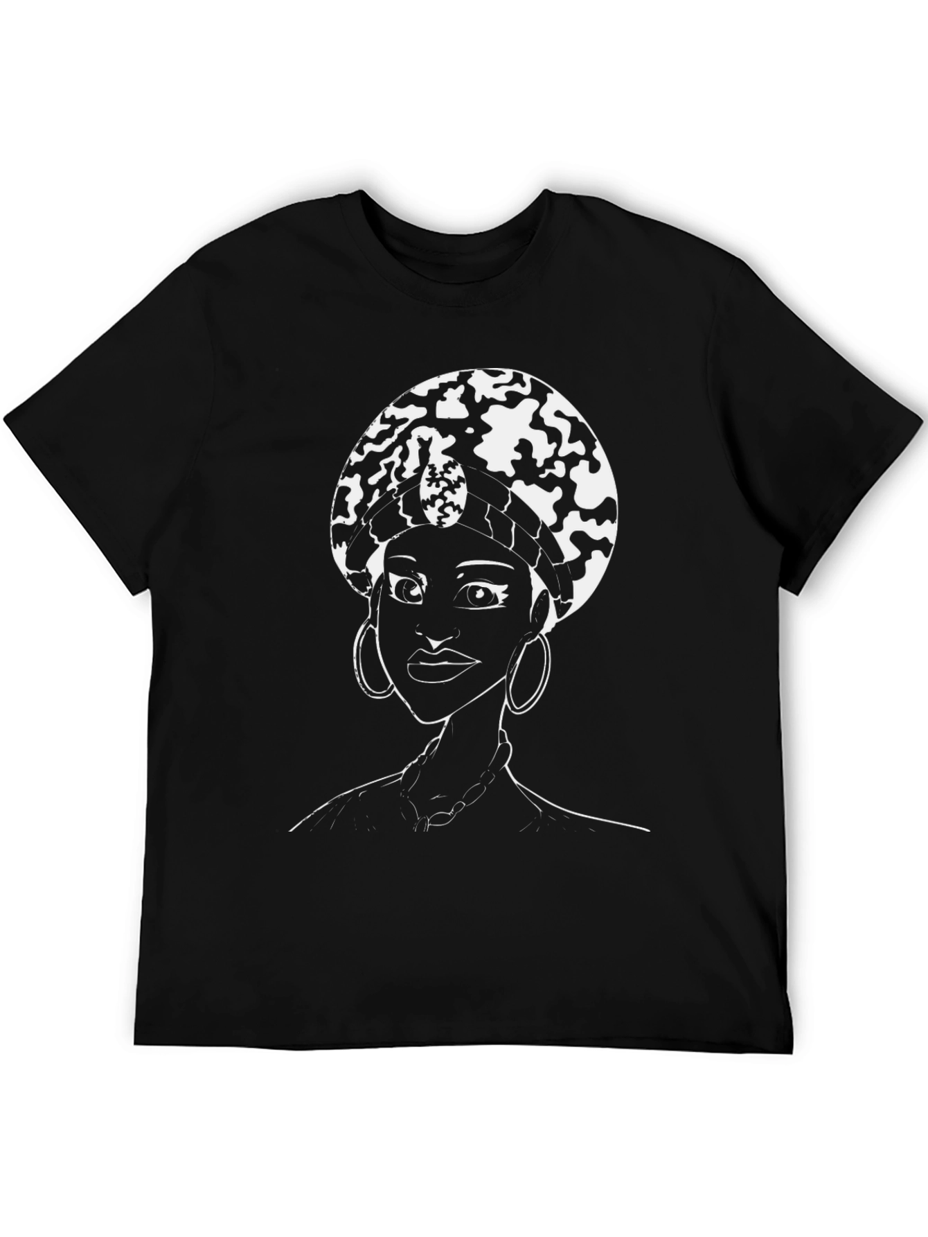 Afro Queen Graphic Tee - Black Cotton T-Shirt
