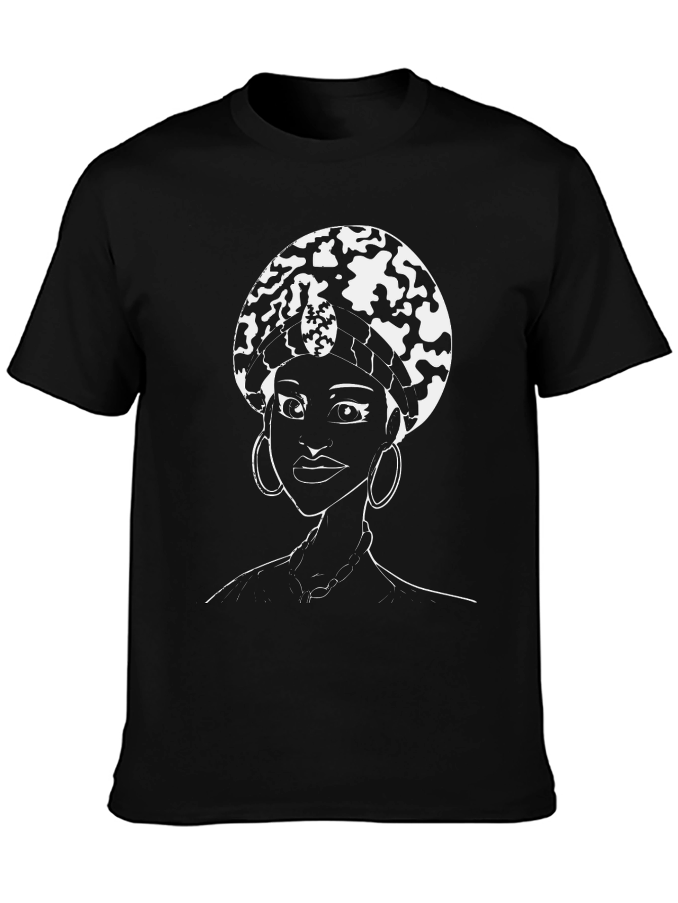 Afro Queen Graphic Tee - Black Cotton T-Shirt