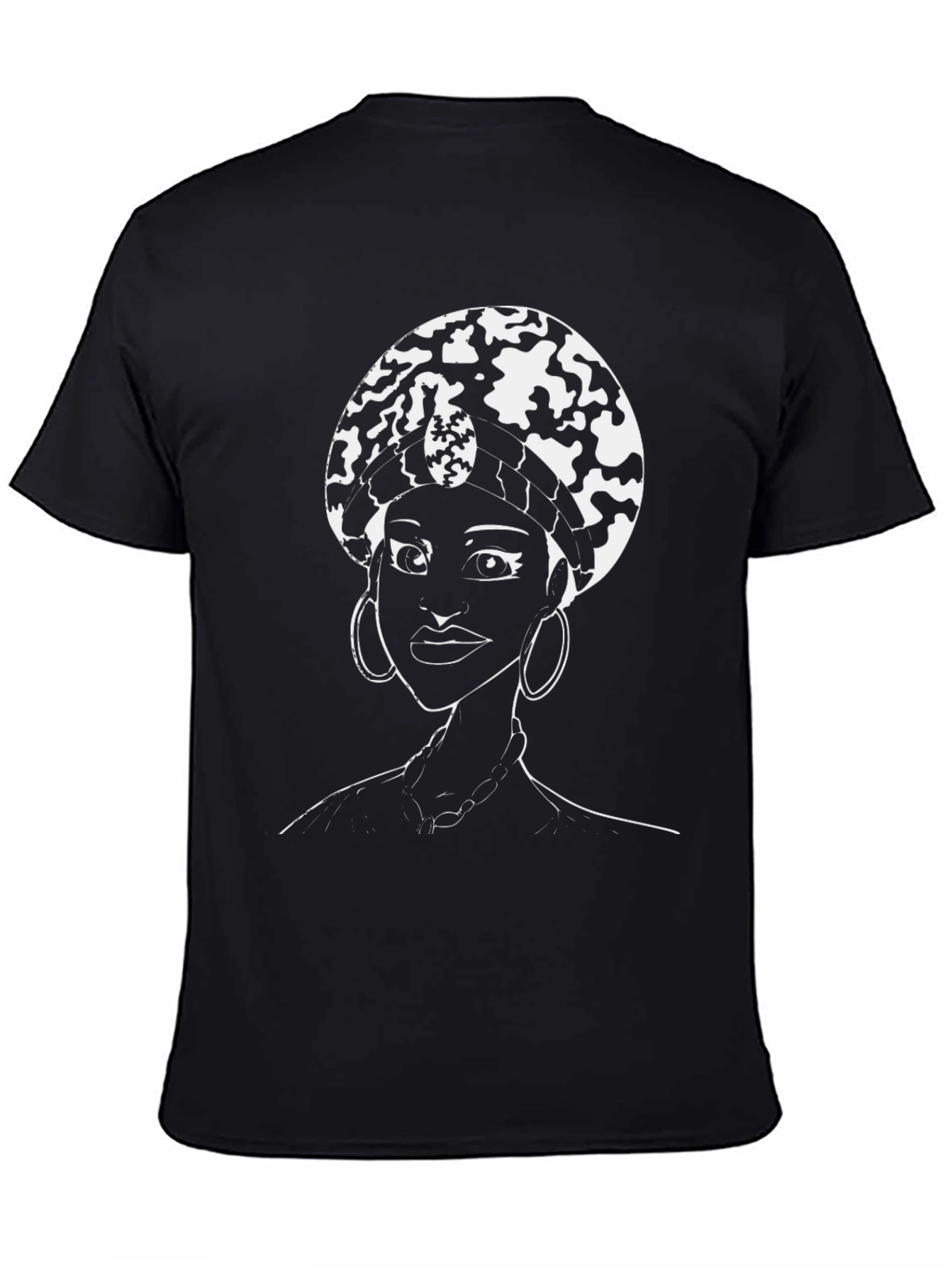 Afro Queen Graphic Tee - Black Cotton T-Shirt