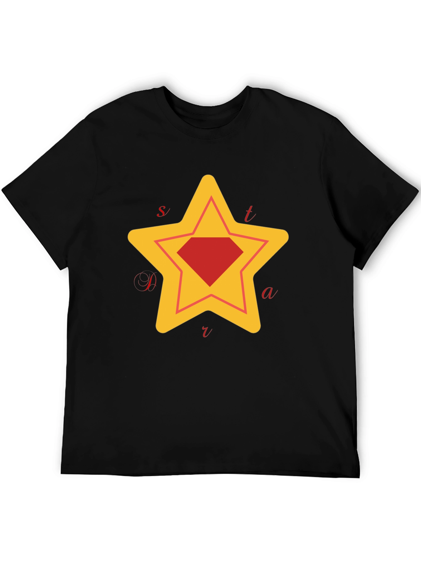 Star Diamond Graphic T-Shirt - Trendy Crew Neck Tee