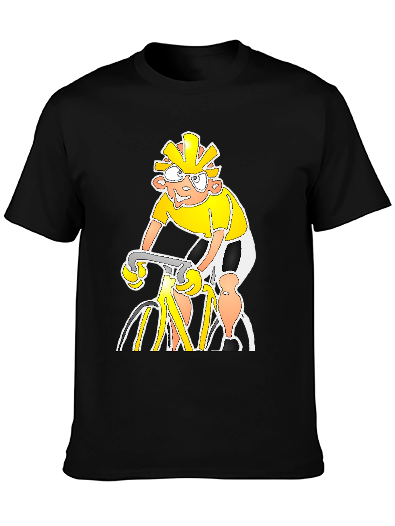 Cartoon Cyclist Black T-Shirt