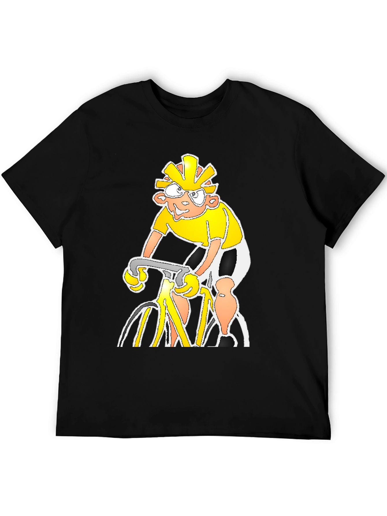 Cartoon Cyclist Black T-Shirt