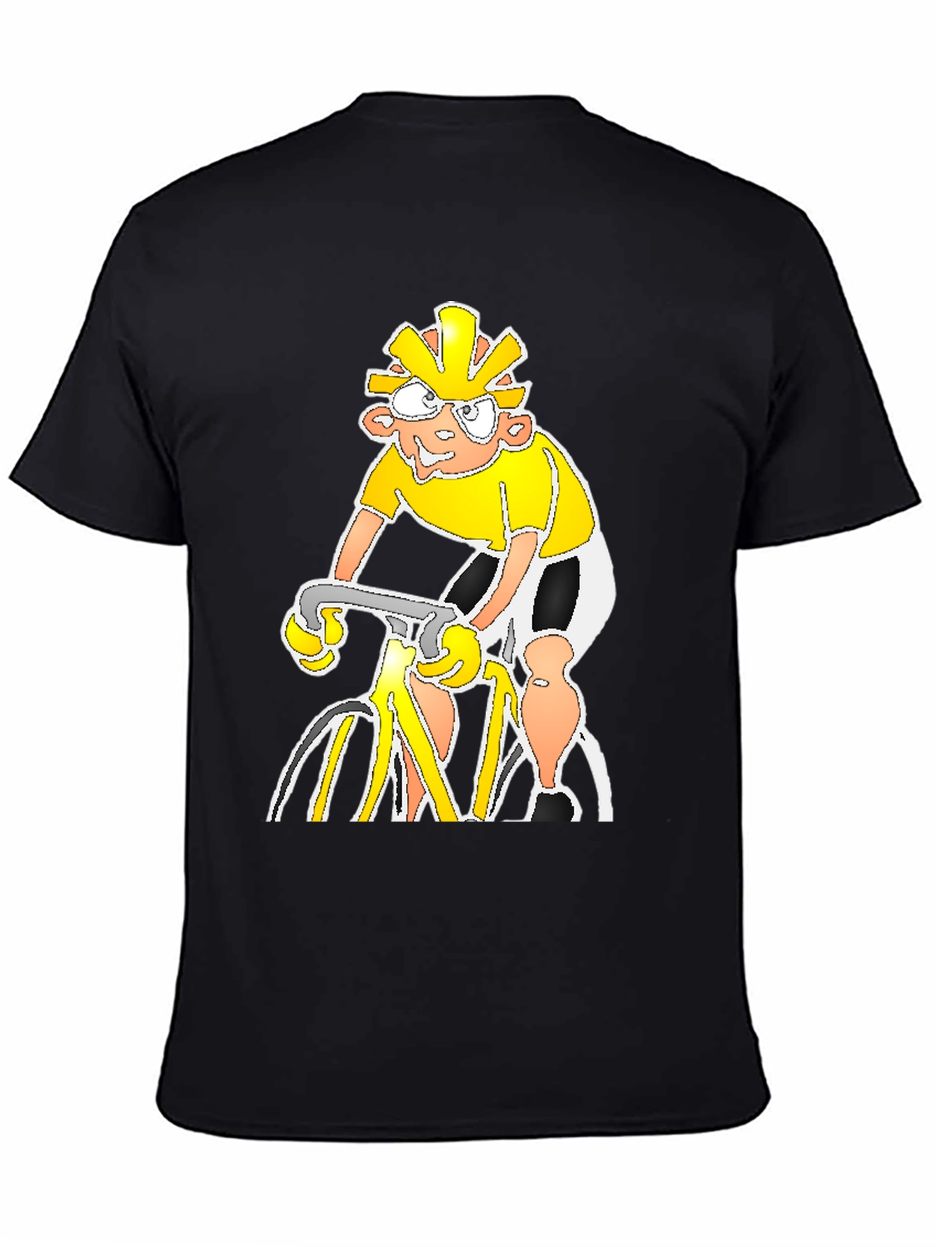 Cartoon Cyclist Black T-Shirt
