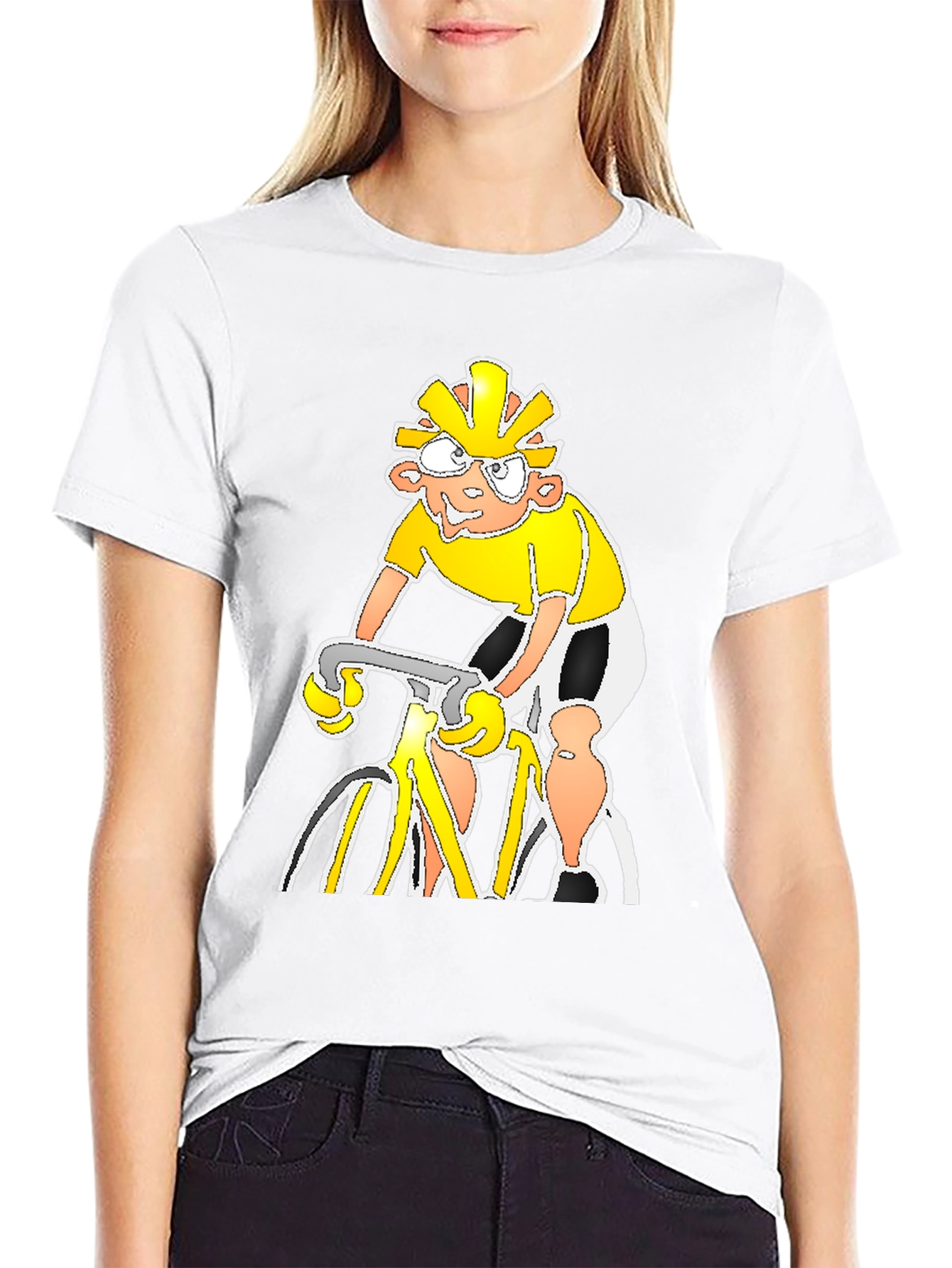 Cartoon Cyclist Black T-Shirt