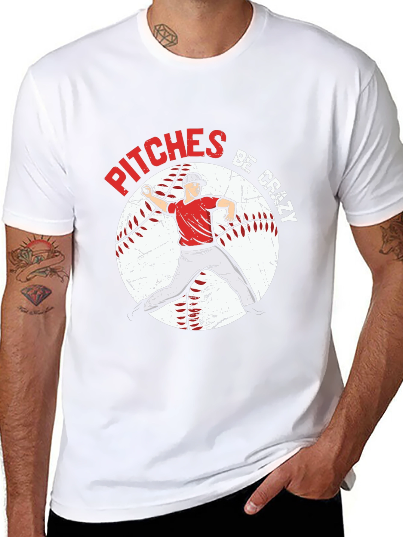 Pitches Be Crazy Baseball Graphic T-Shirt