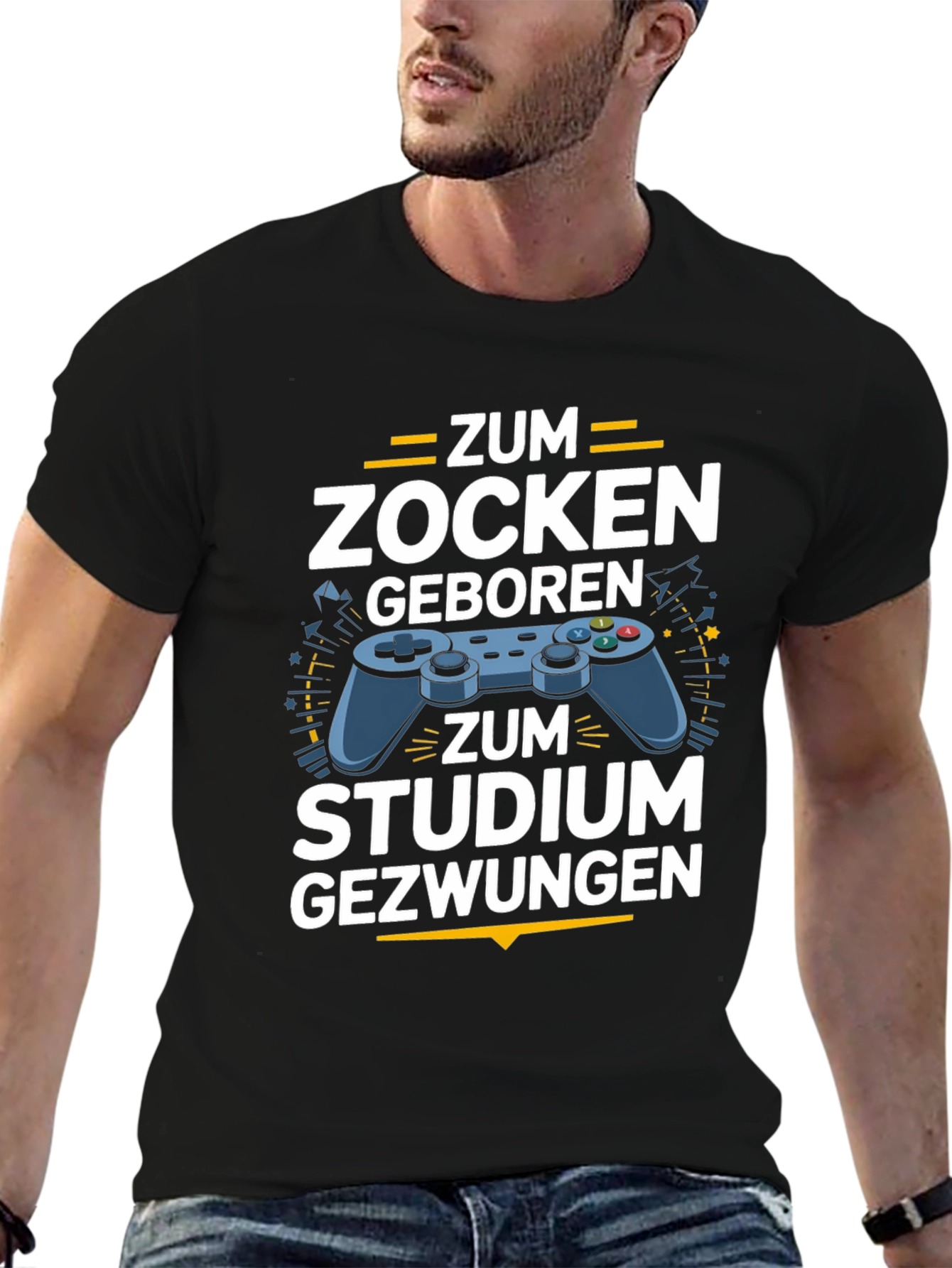Gamer T-Shirt - Zum Zocken Geboren Studium Gezwungen