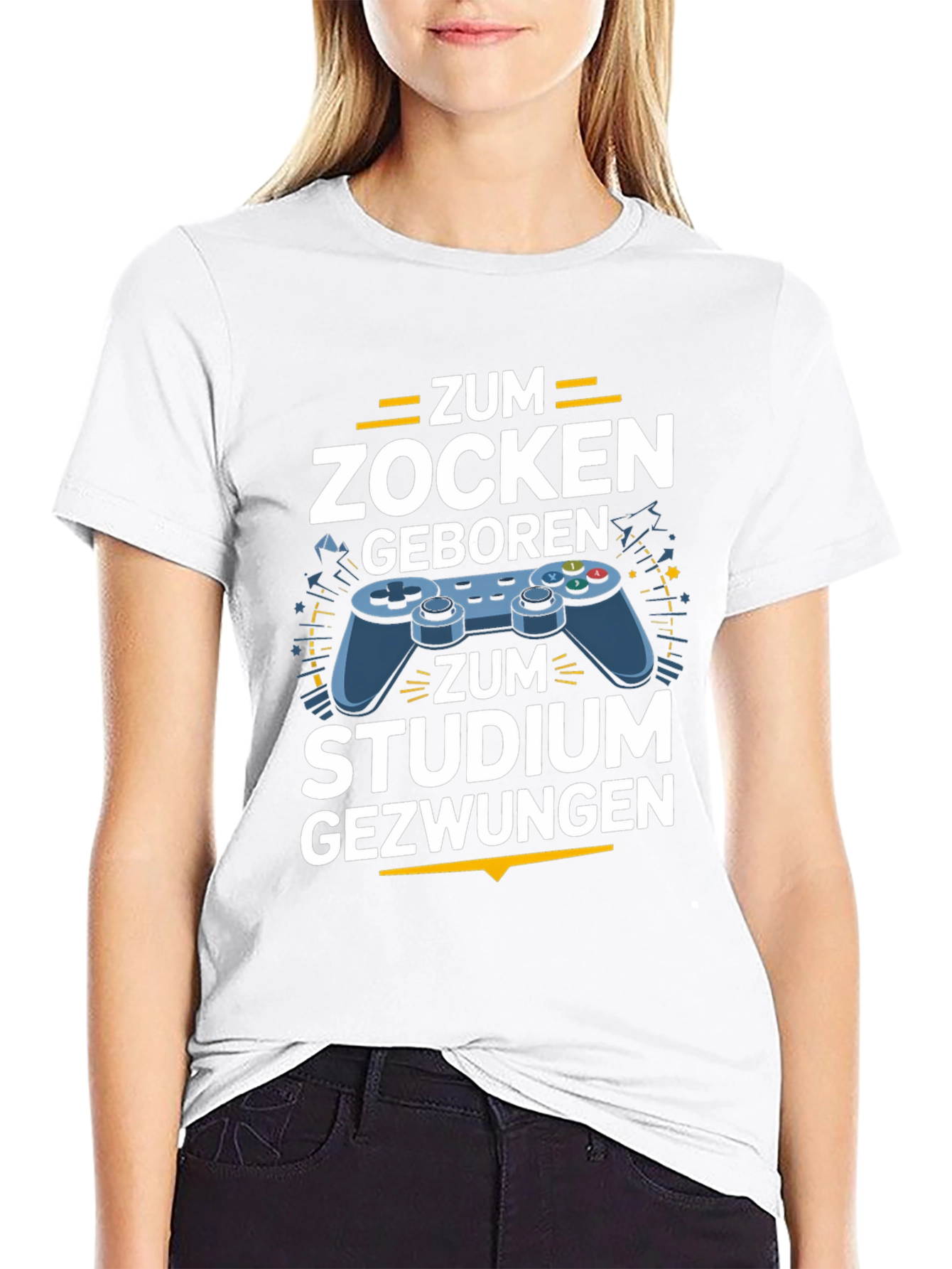 Gamer T-Shirt - Zum Zocken Geboren Studium Gezwungen