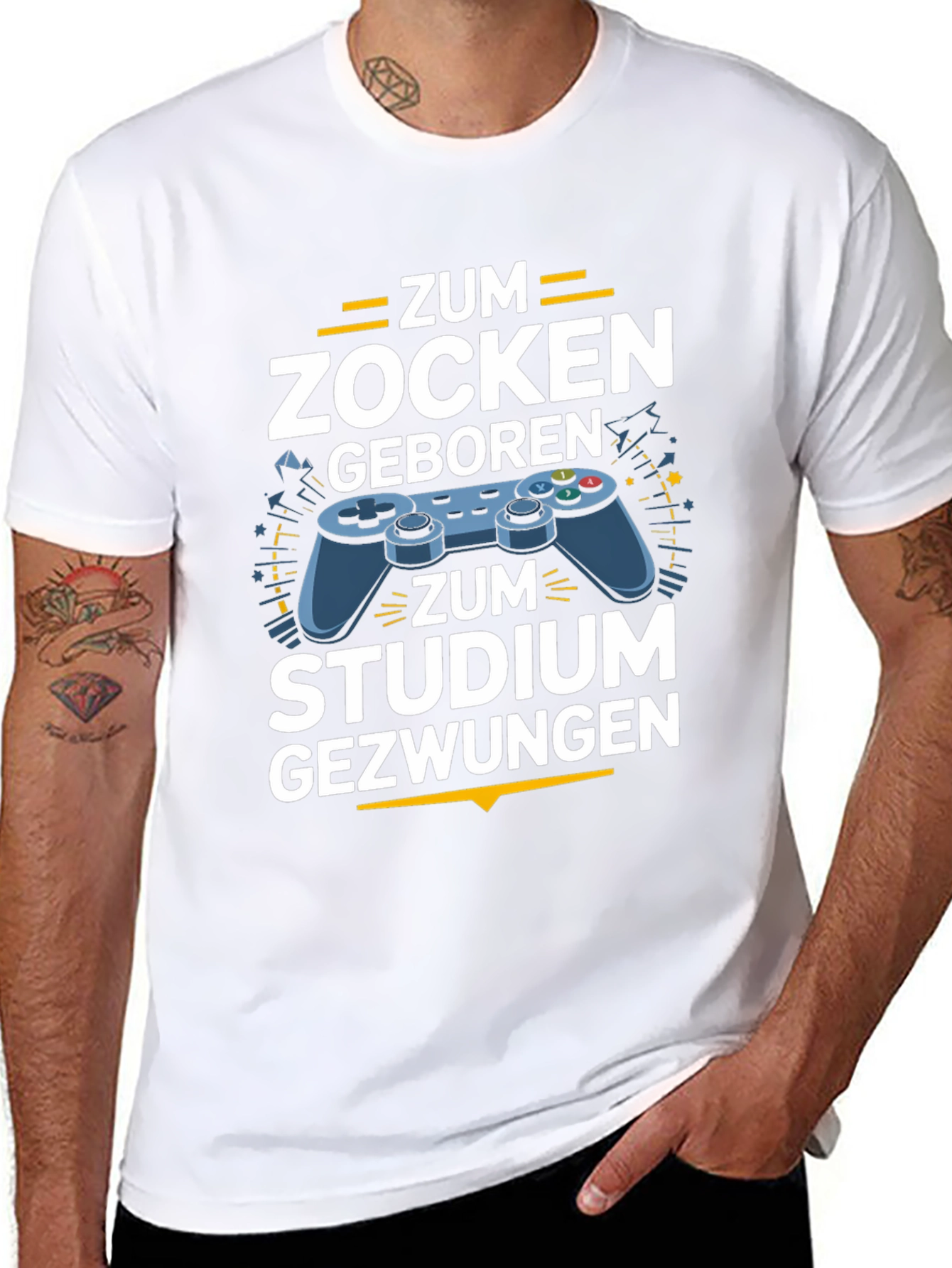 Gamer T-Shirt - Zum Zocken Geboren Studium Gezwungen