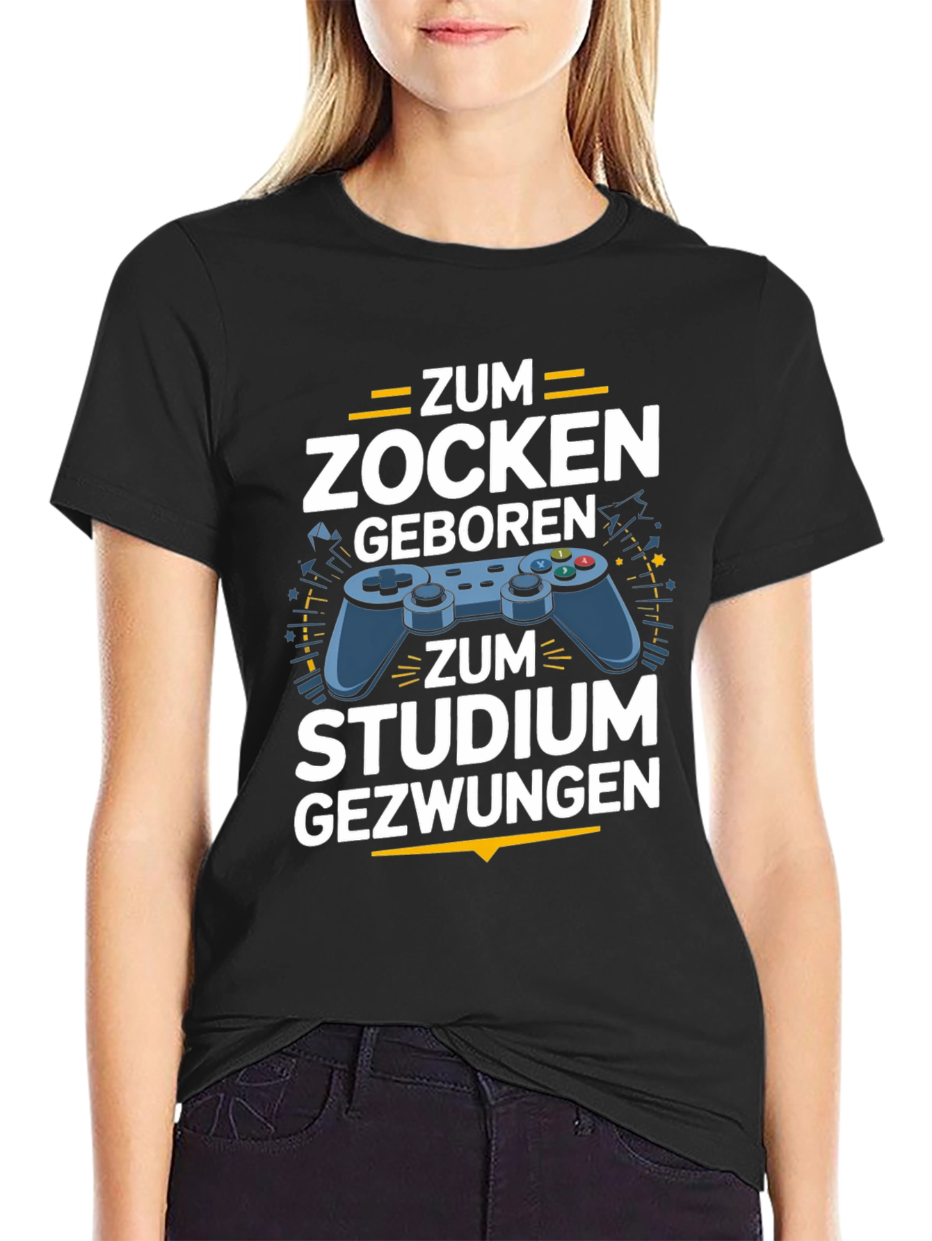 Gamer T-Shirt - Zum Zocken Geboren Studium Gezwungen
