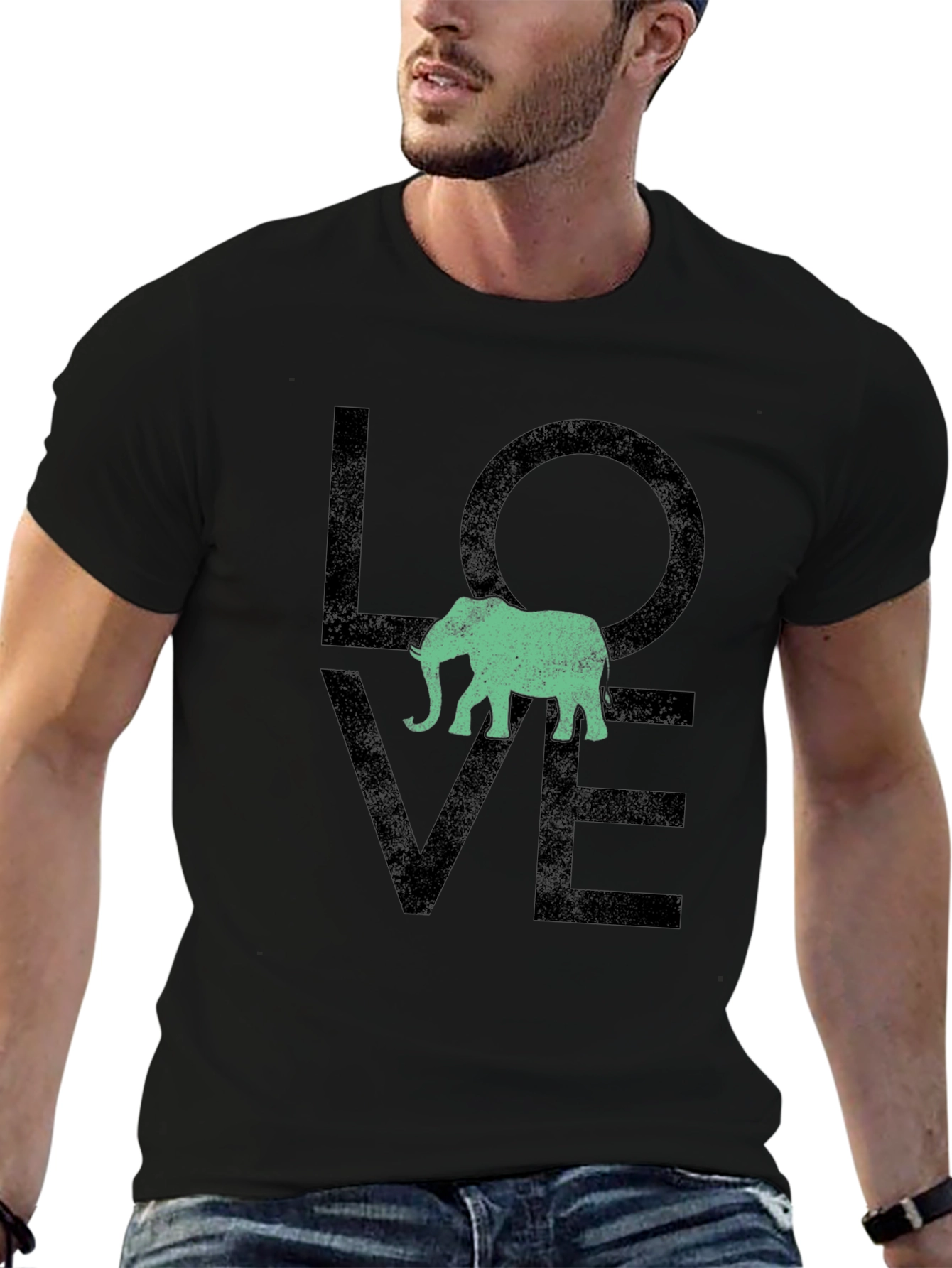 Love Elephant Graphic Tee - Black