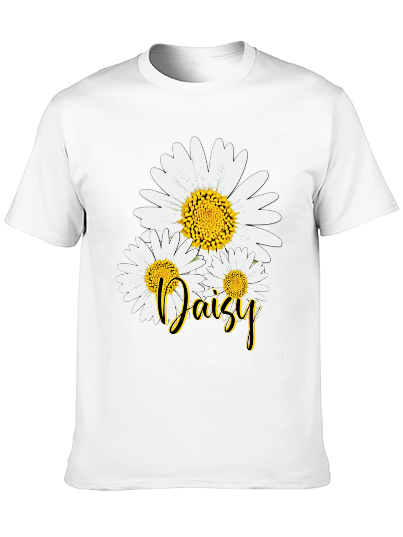 Daisy Flower Graphic Print Black T-Shirt