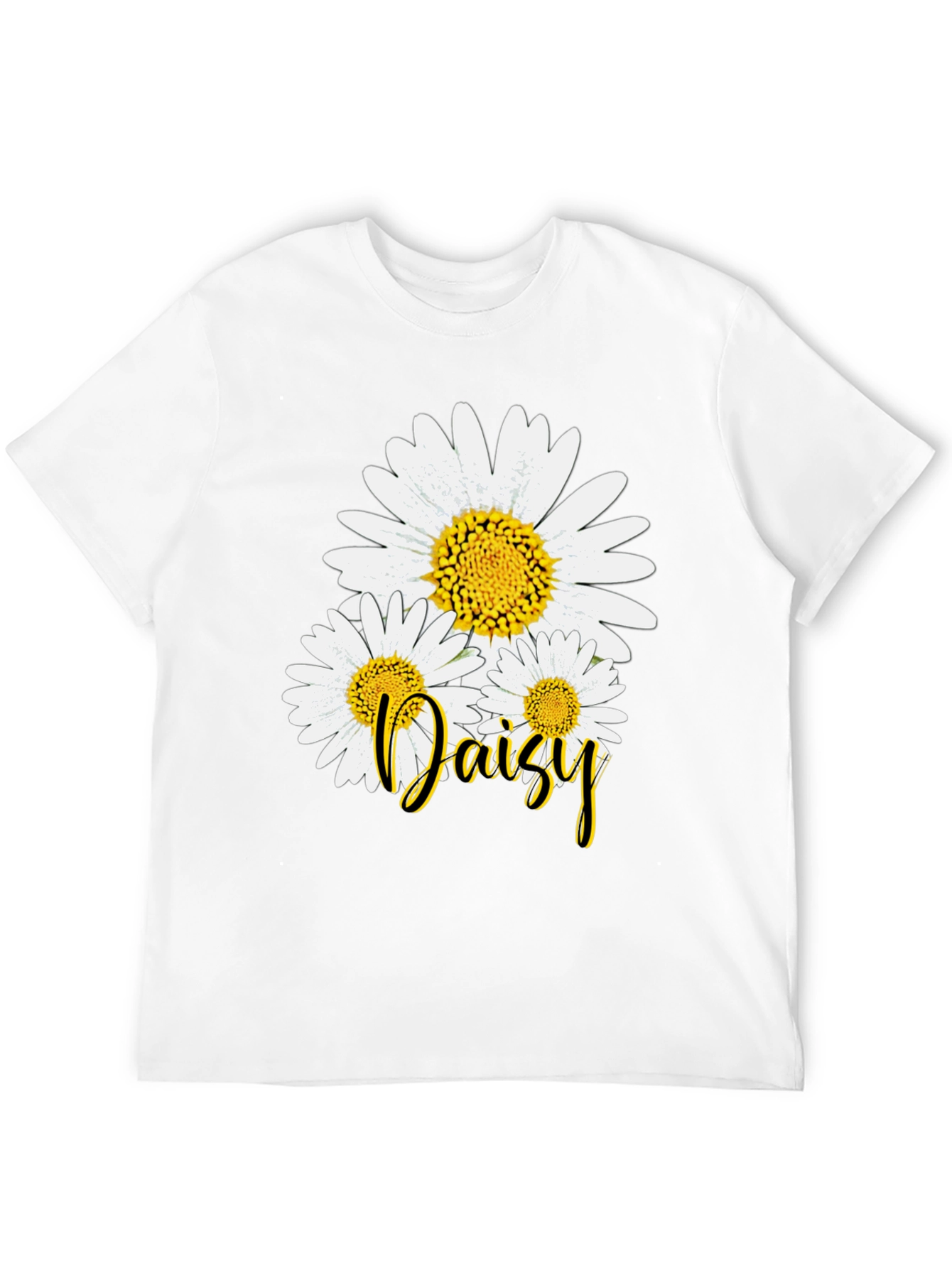 Daisy Flower Graphic Print Black T-Shirt