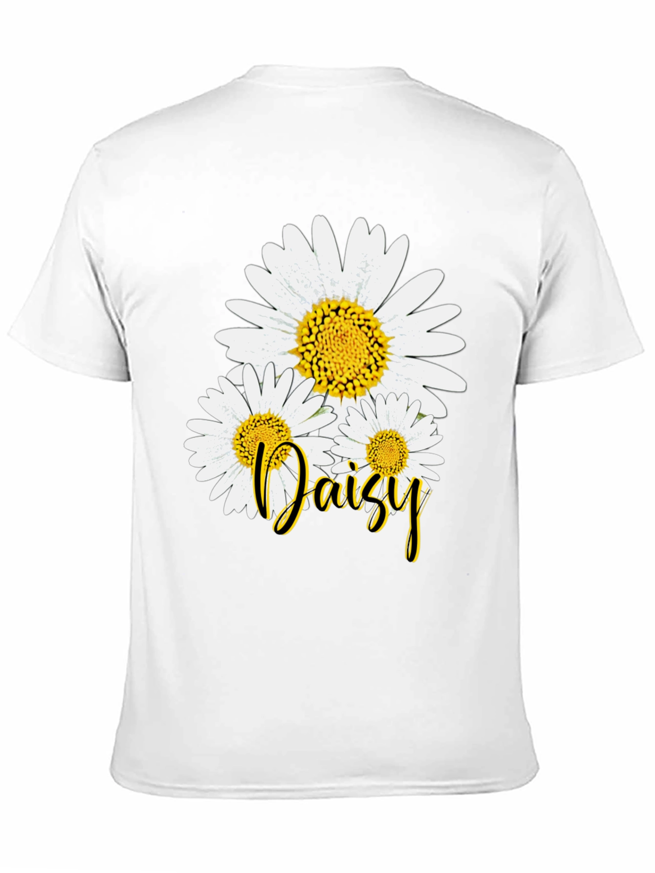 Daisy Flower Graphic Print Black T-Shirt