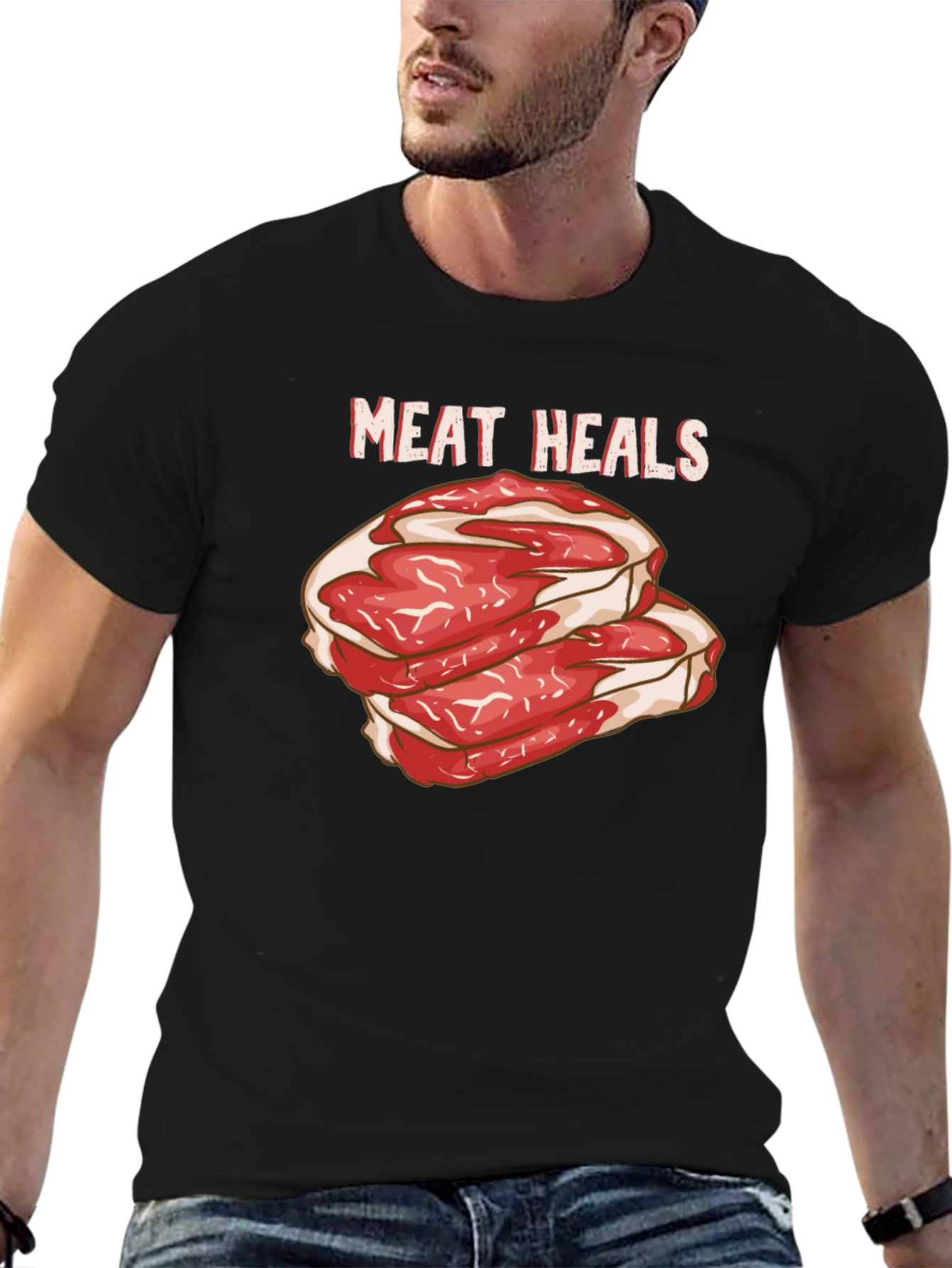 Meat Heals Graphic Black T-Shirt