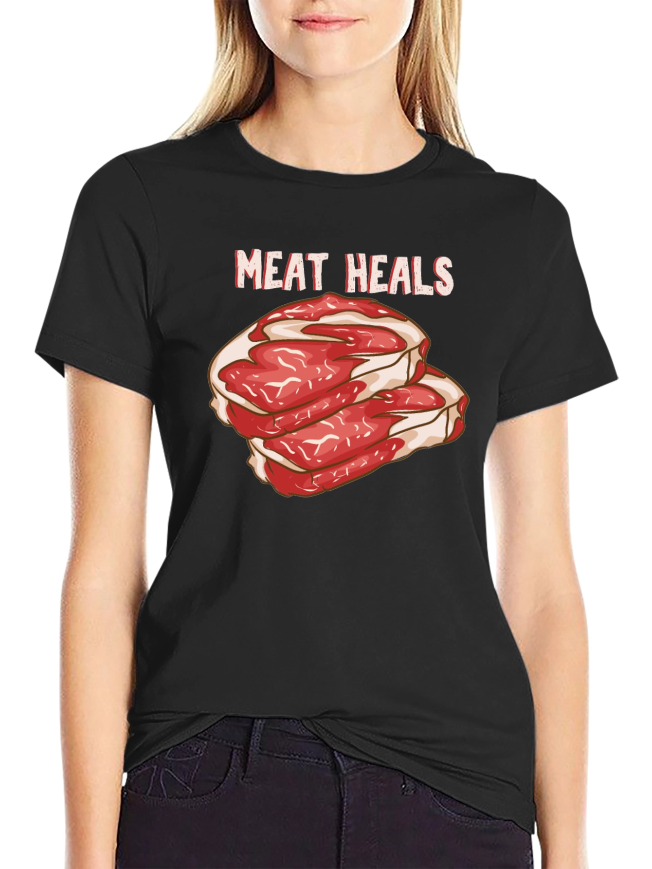 Meat Heals Graphic Black T-Shirt