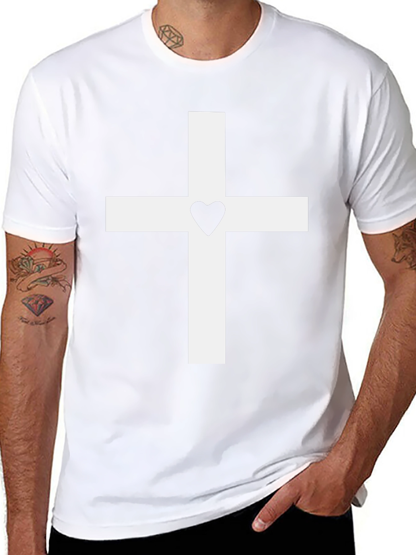 Heart Cross Graphic Tee - Black