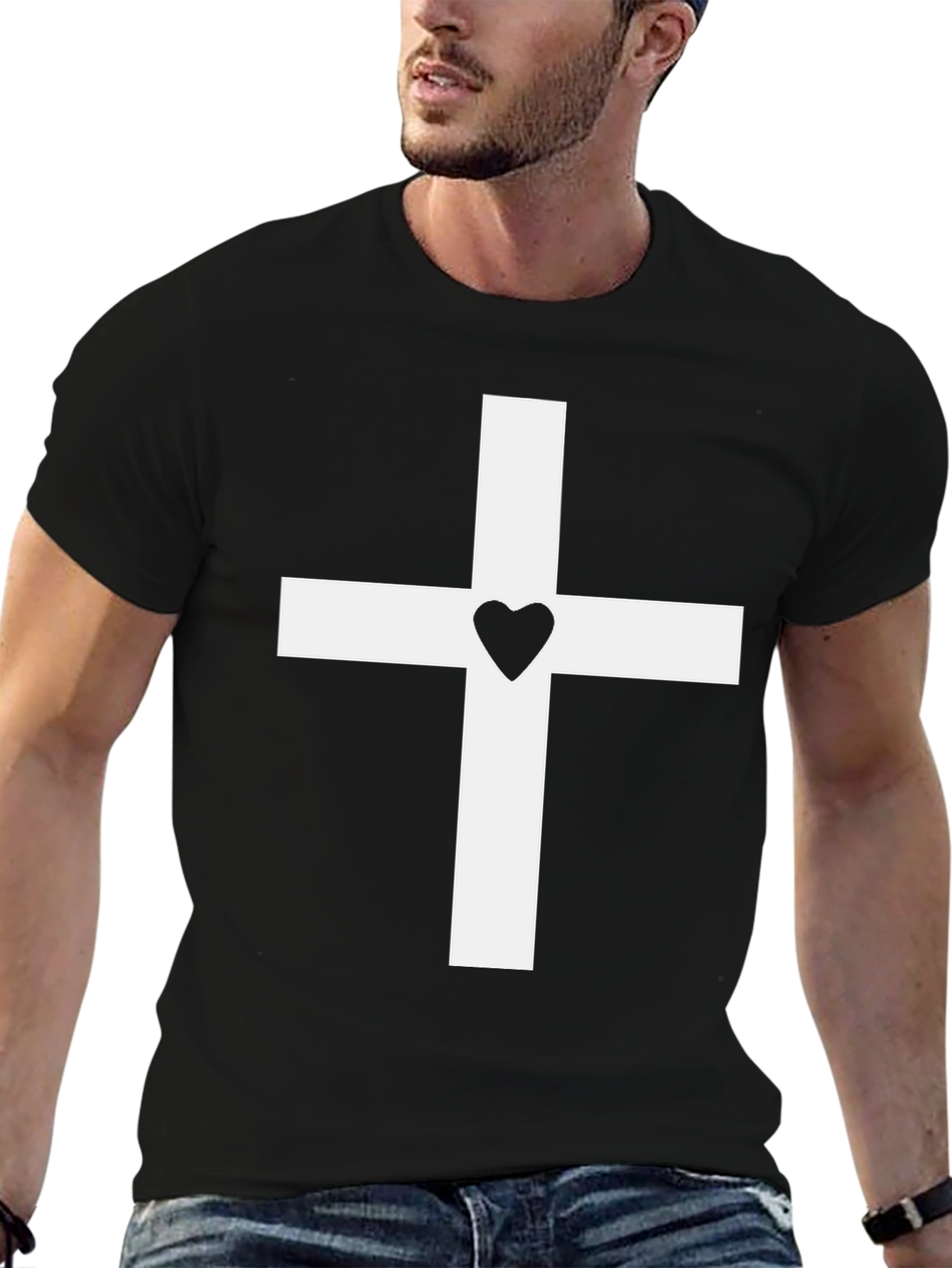 Heart Cross Graphic Tee - Black
