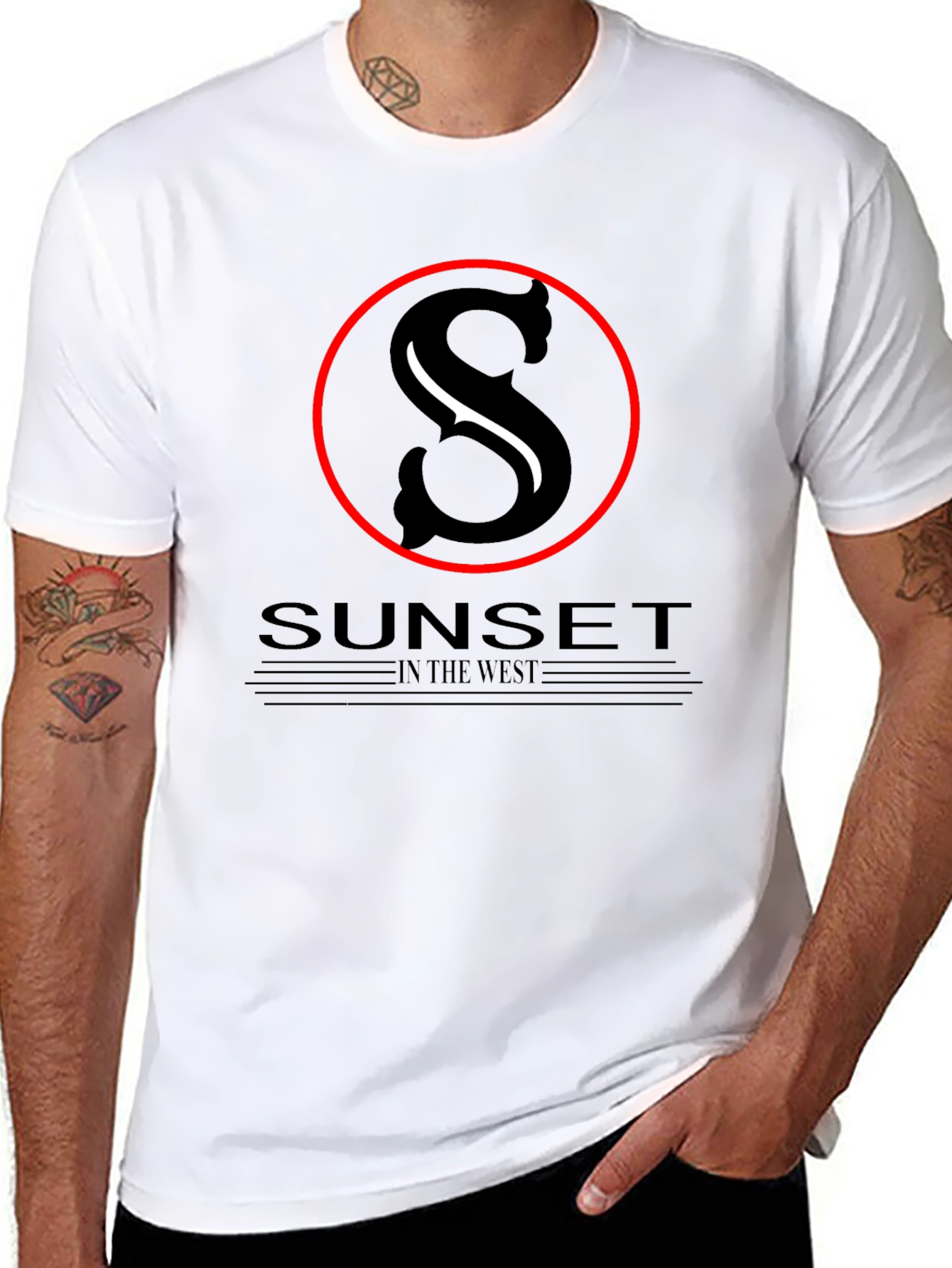 Sunset in the West Black Graphic T-Shirt