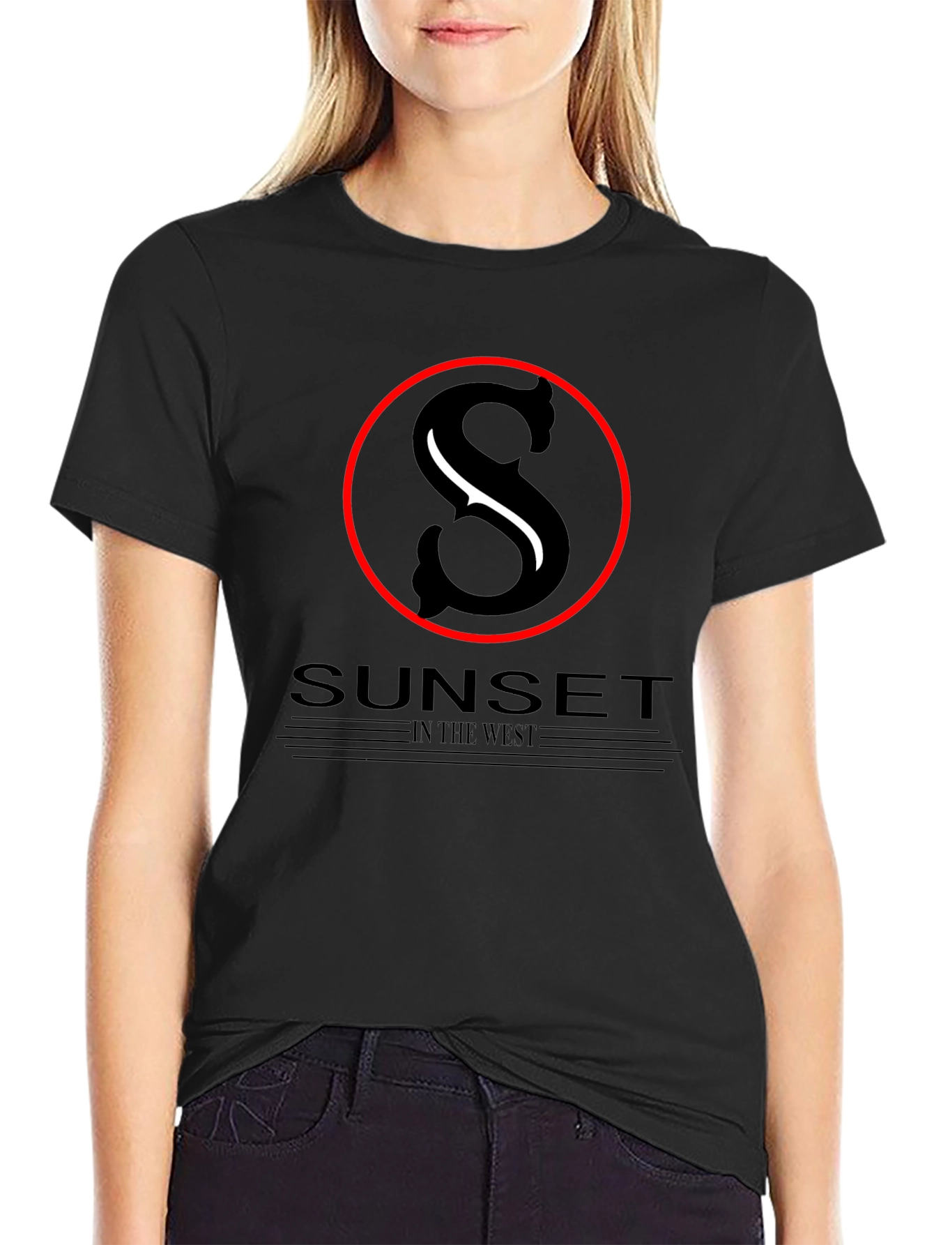 Sunset in the West Black Graphic T-Shirt