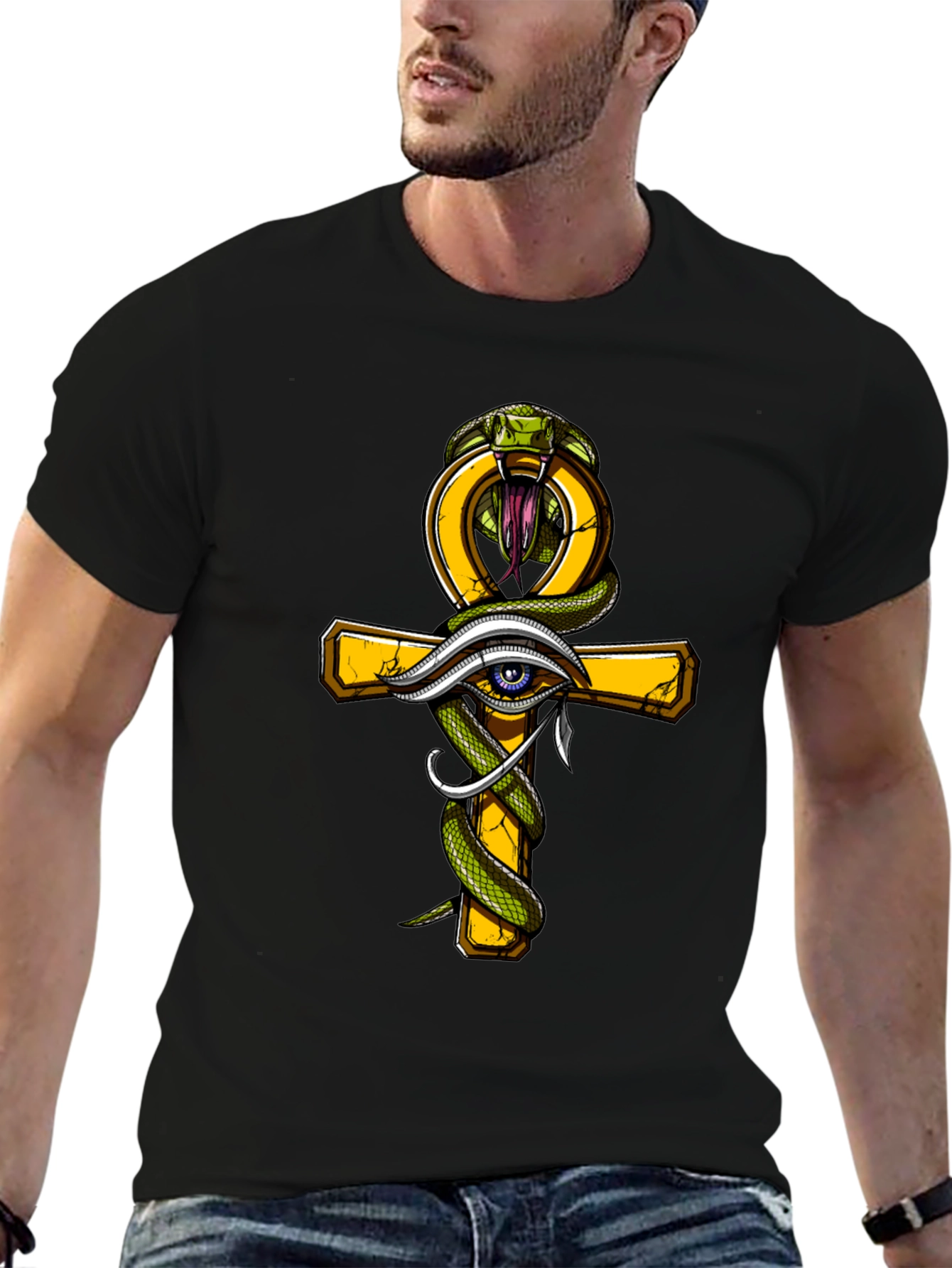 Egyptian Ankh Eye of Horus Cobra Graphic Tee