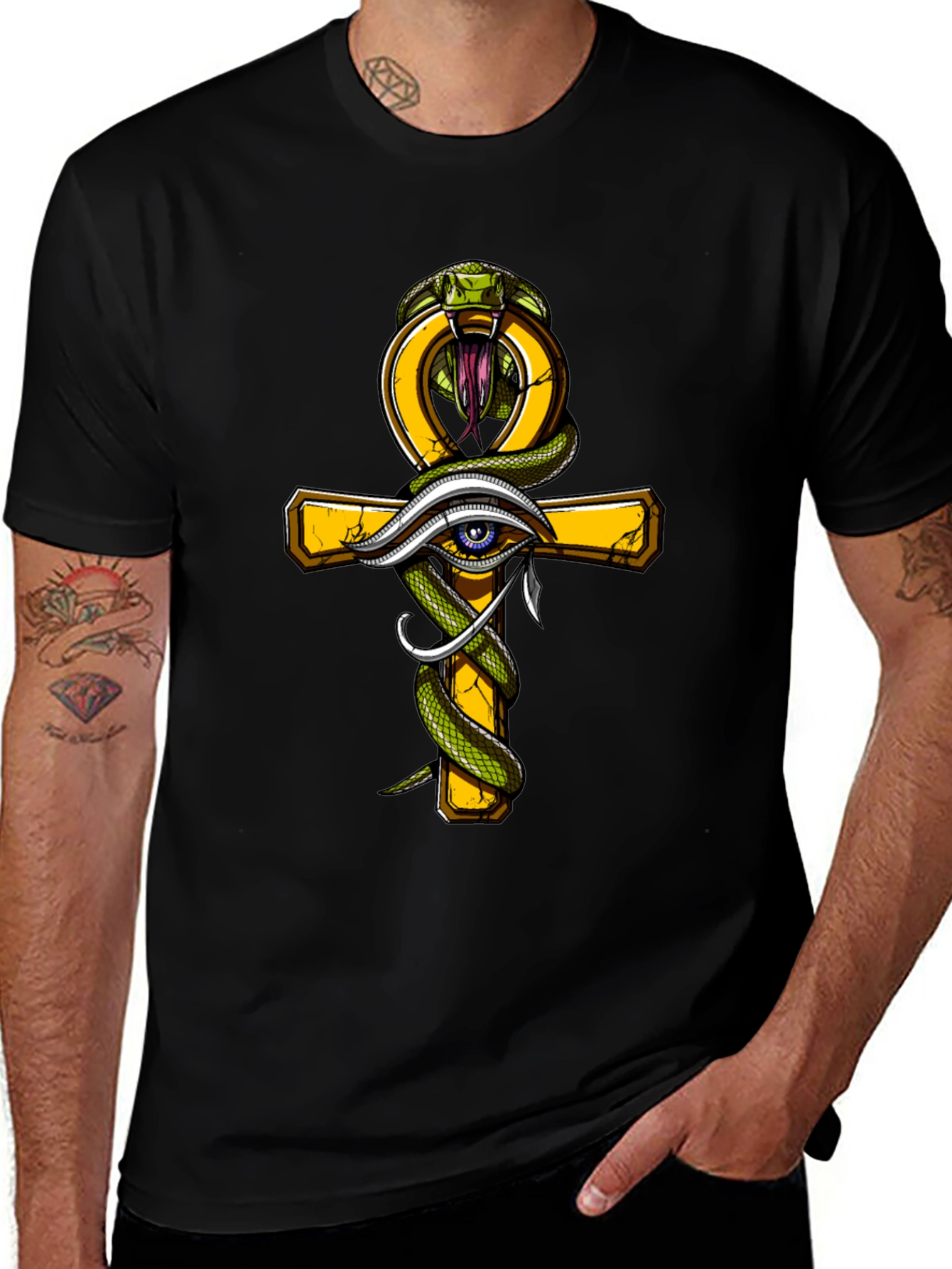Egyptian Ankh Eye of Horus Cobra Graphic Tee