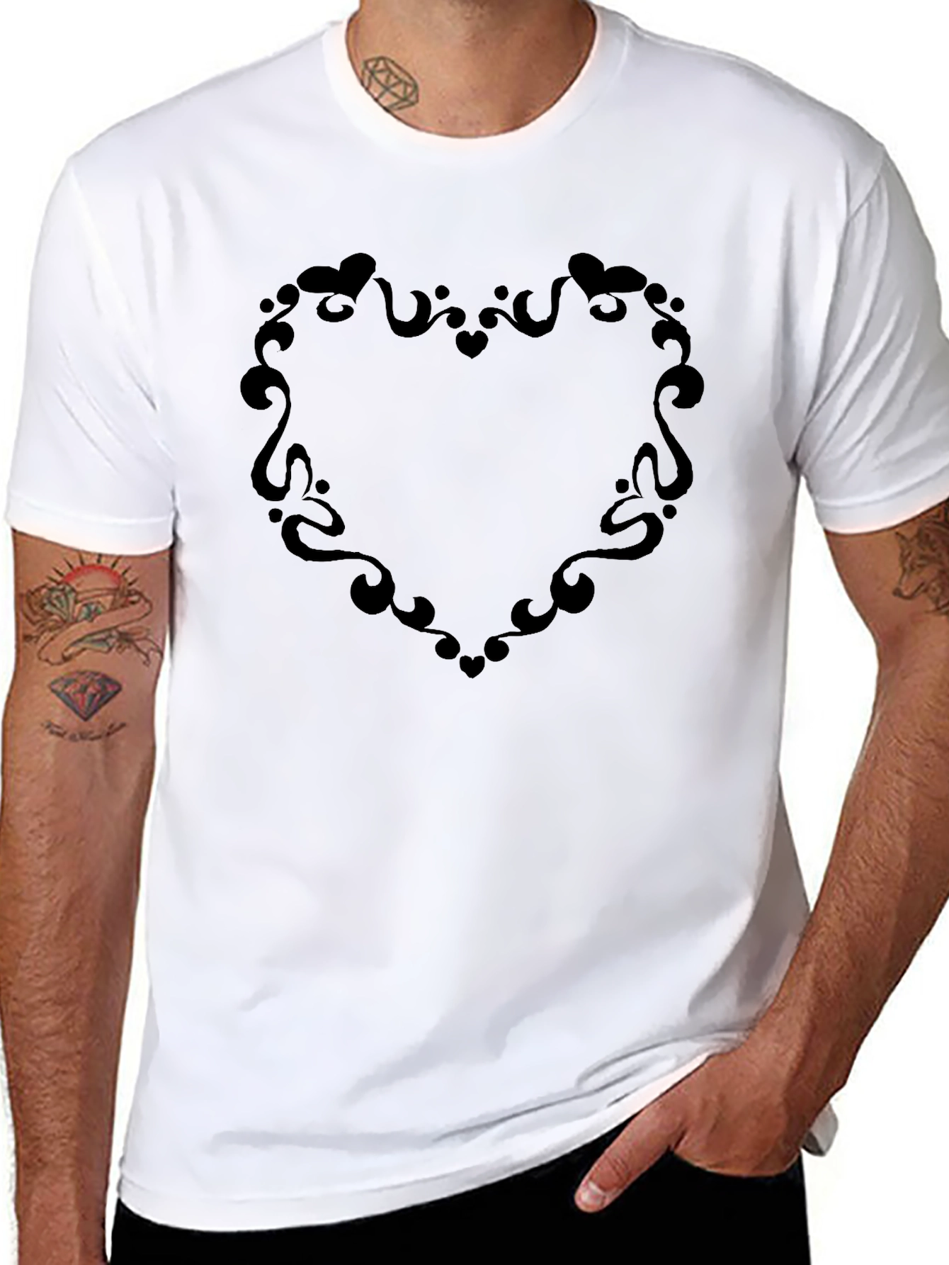 Black Heart Swirl Graphic T-Shirt