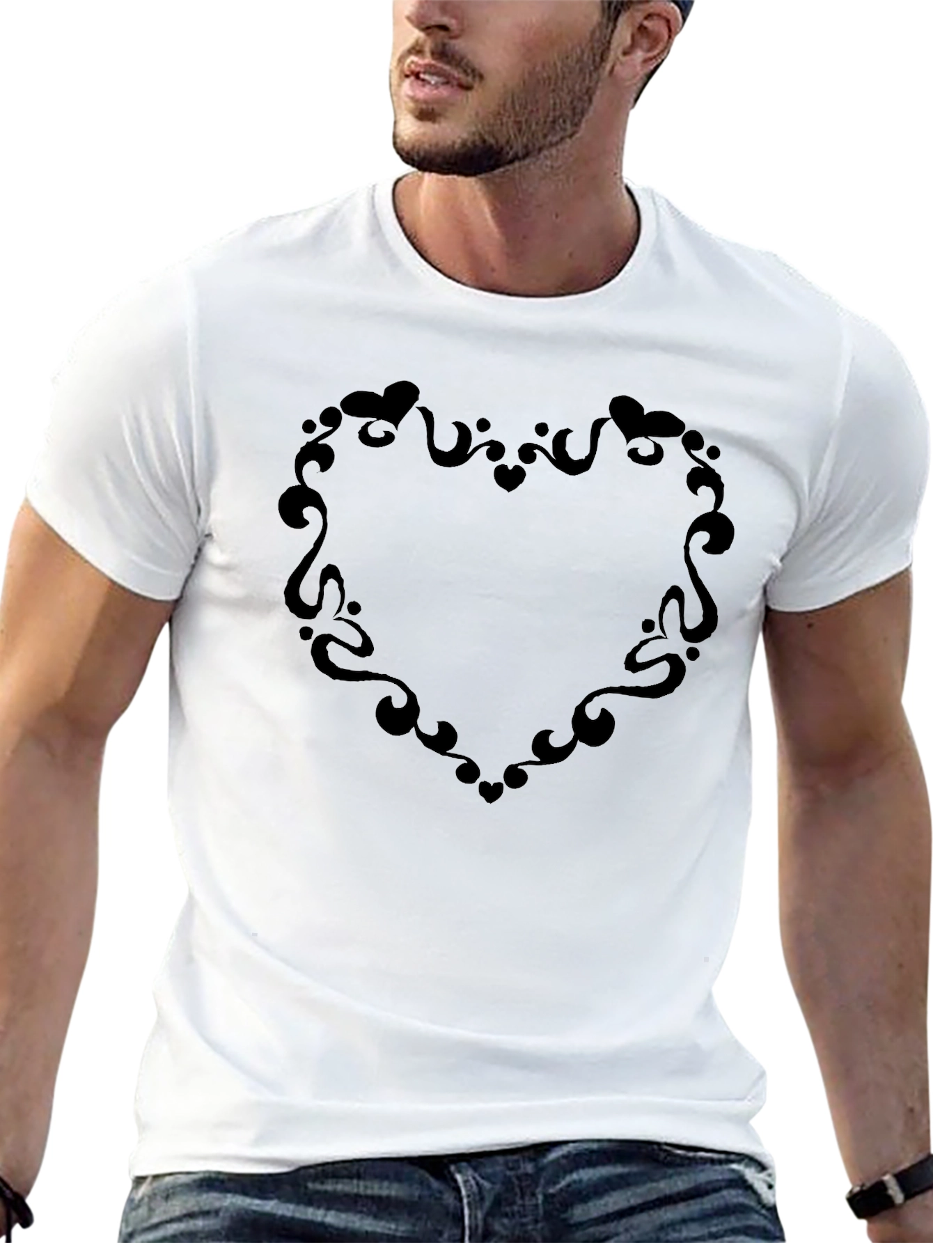 Black Heart Swirl Graphic T-Shirt