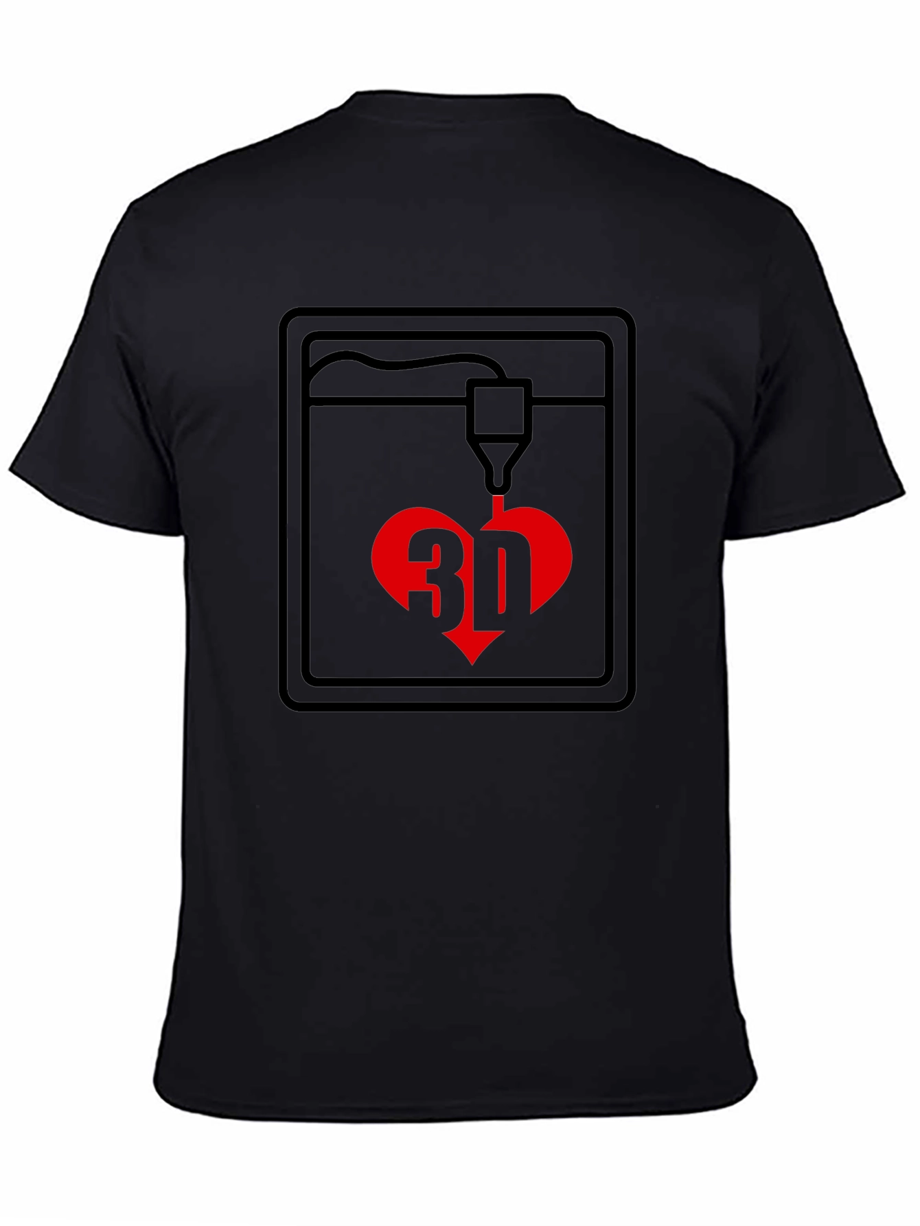 3D Printing Heart T-Shirt - Black Cotton Blend